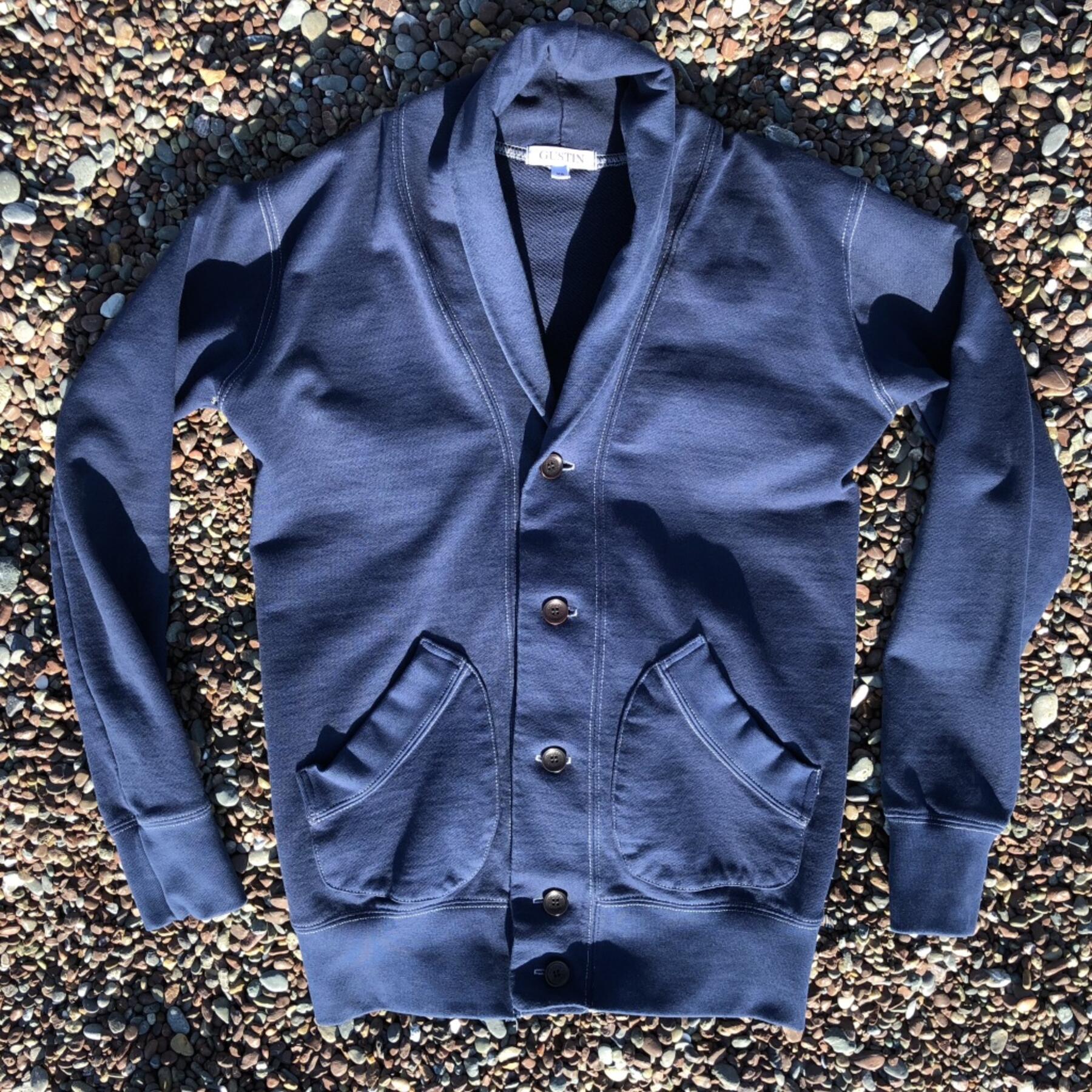 gustin french terry shawl collar sweatshirt - navy