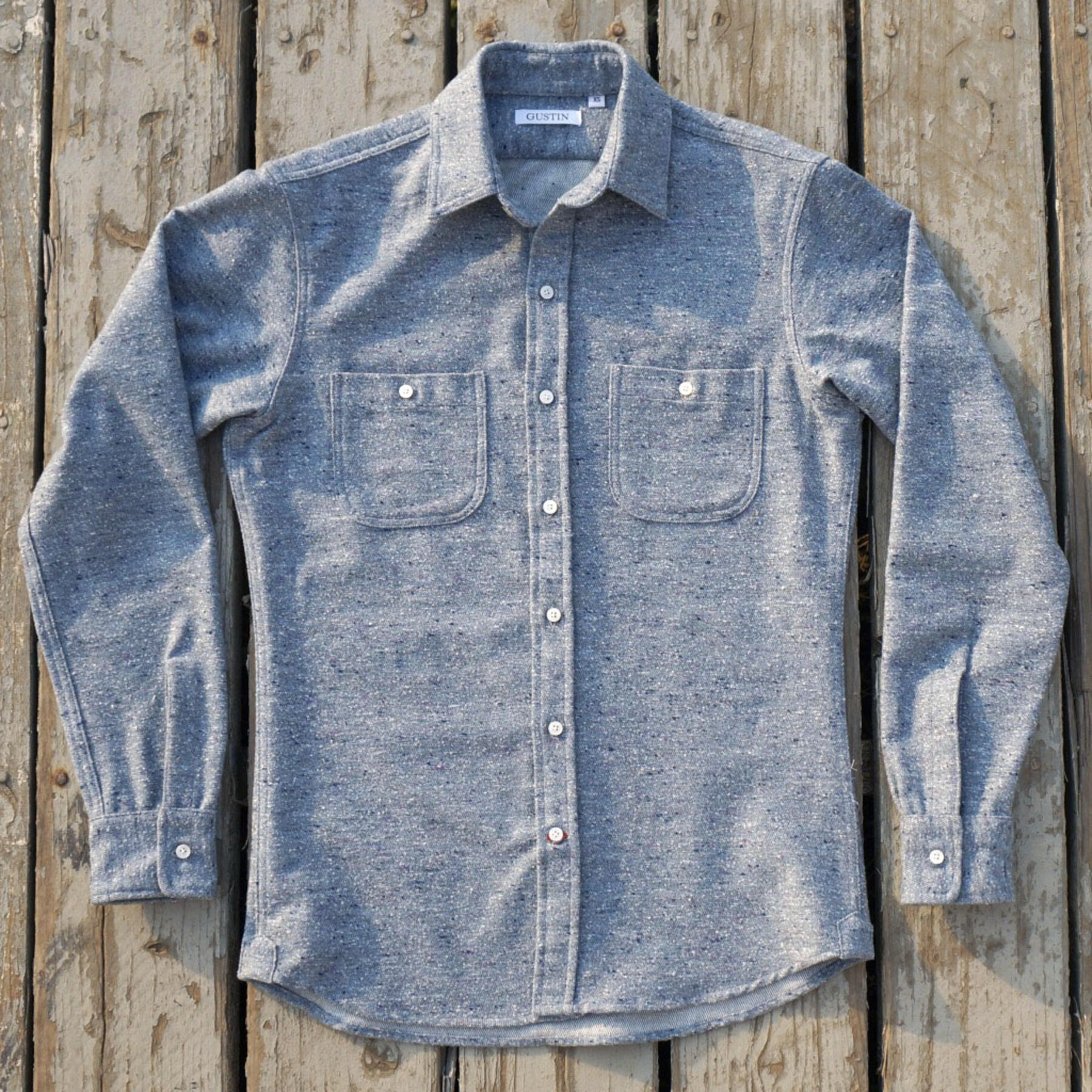 gustin #569 bright indigo grid flannel