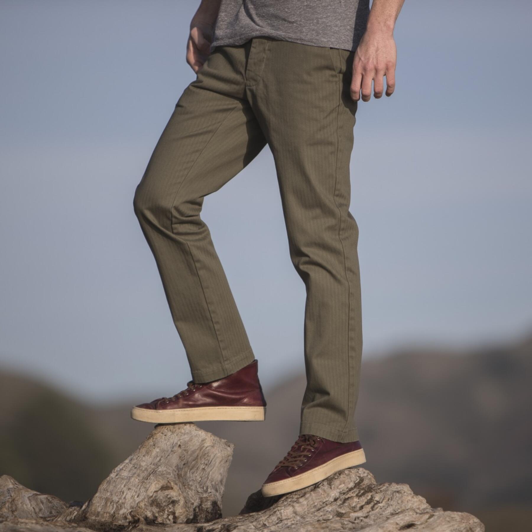 gustin #164 american herringbone chinos - army green