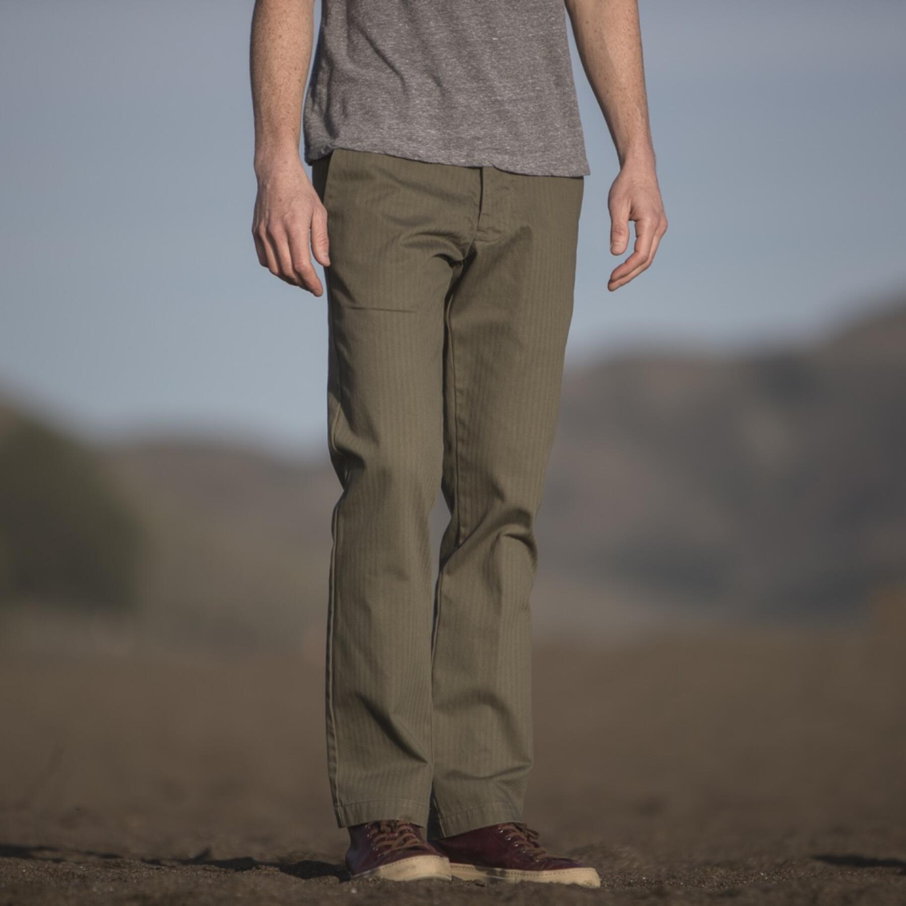 gustin #164 american herringbone chinos - army green