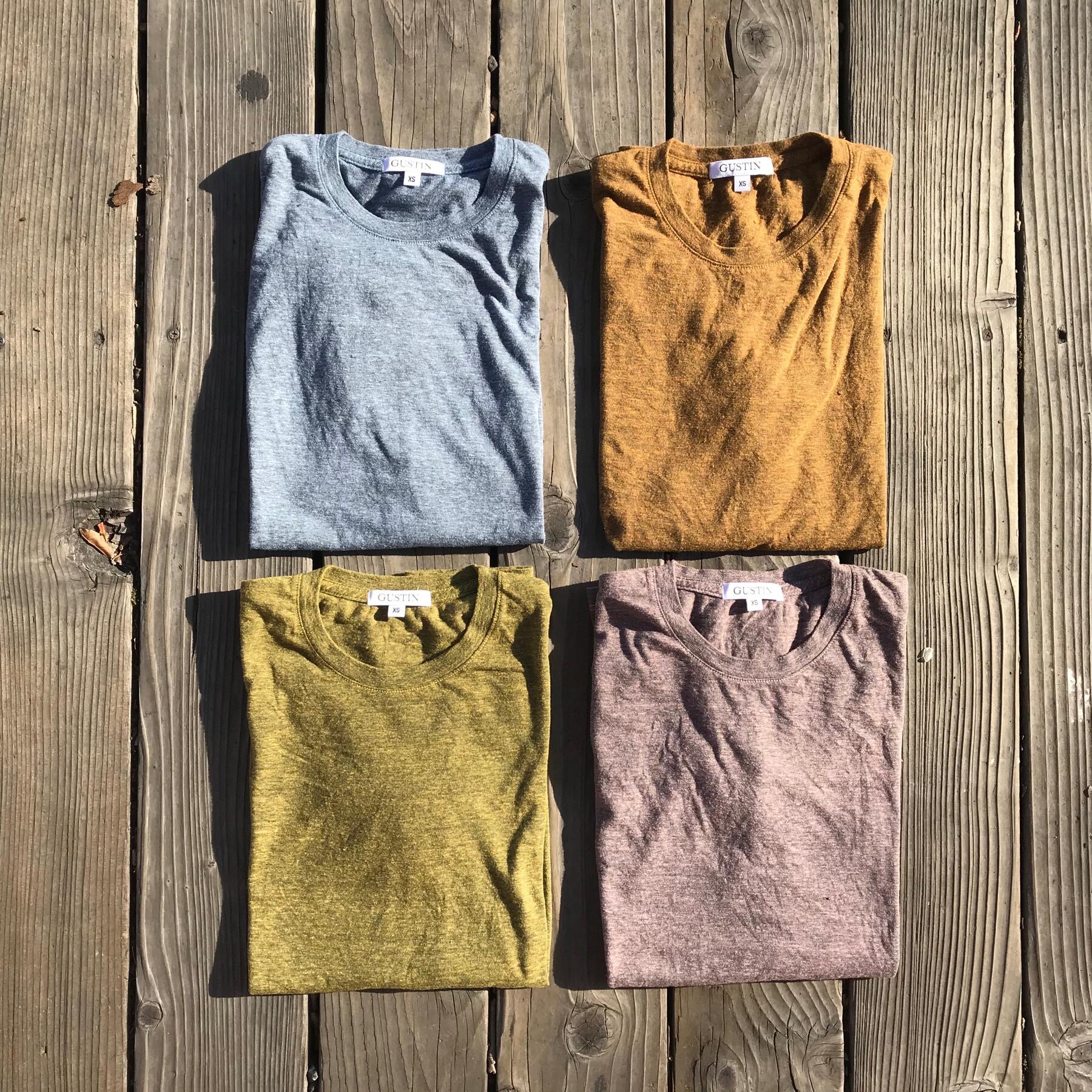 gustin usa heather long sleeve t-shirt 4pk - gold, bronze, sky blue, blush