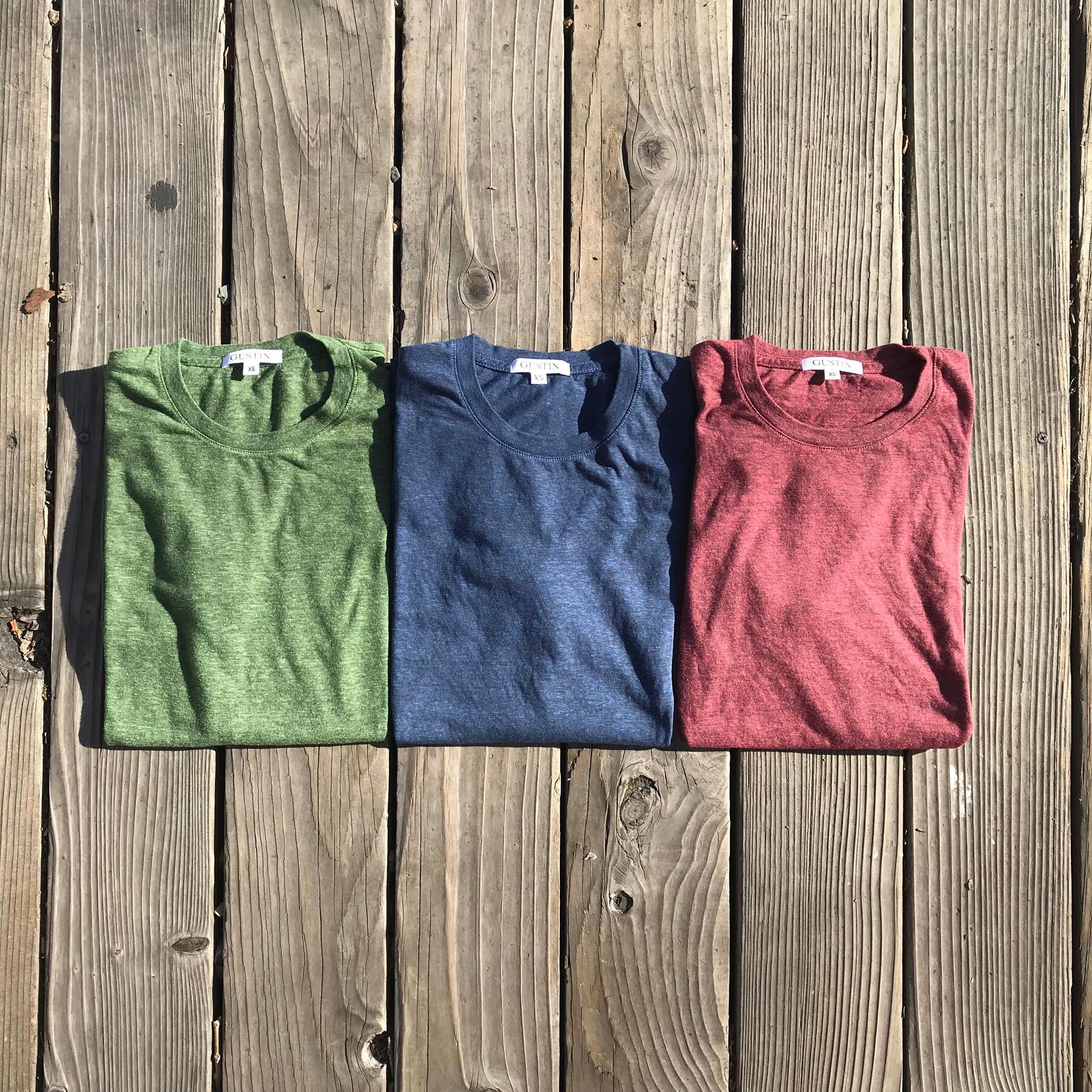 gustin usa heather t-shirt 3pk (fern green, faded blue, crimson)