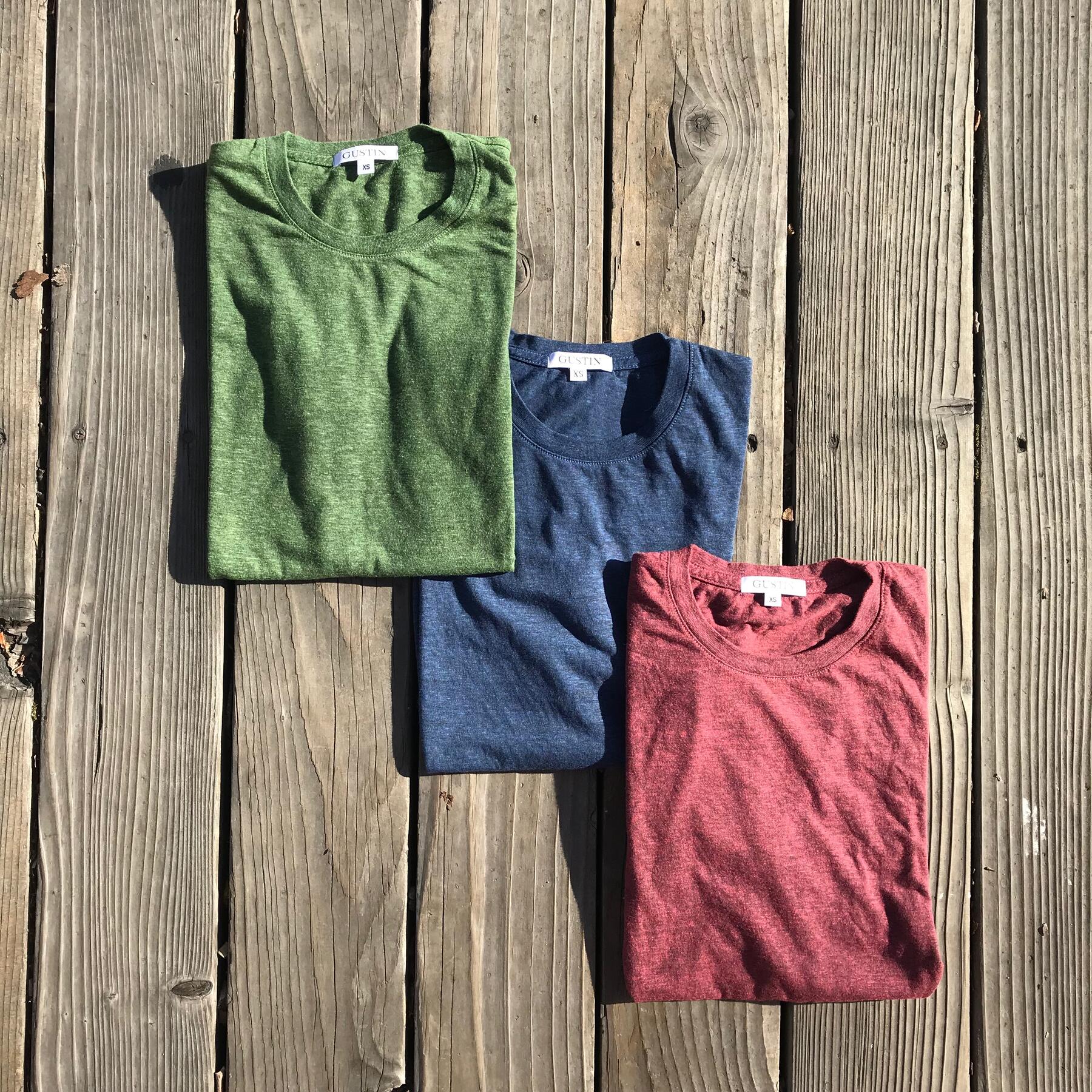 gustin usa heather t-shirt 3pk (fern green, faded blue, crimson)