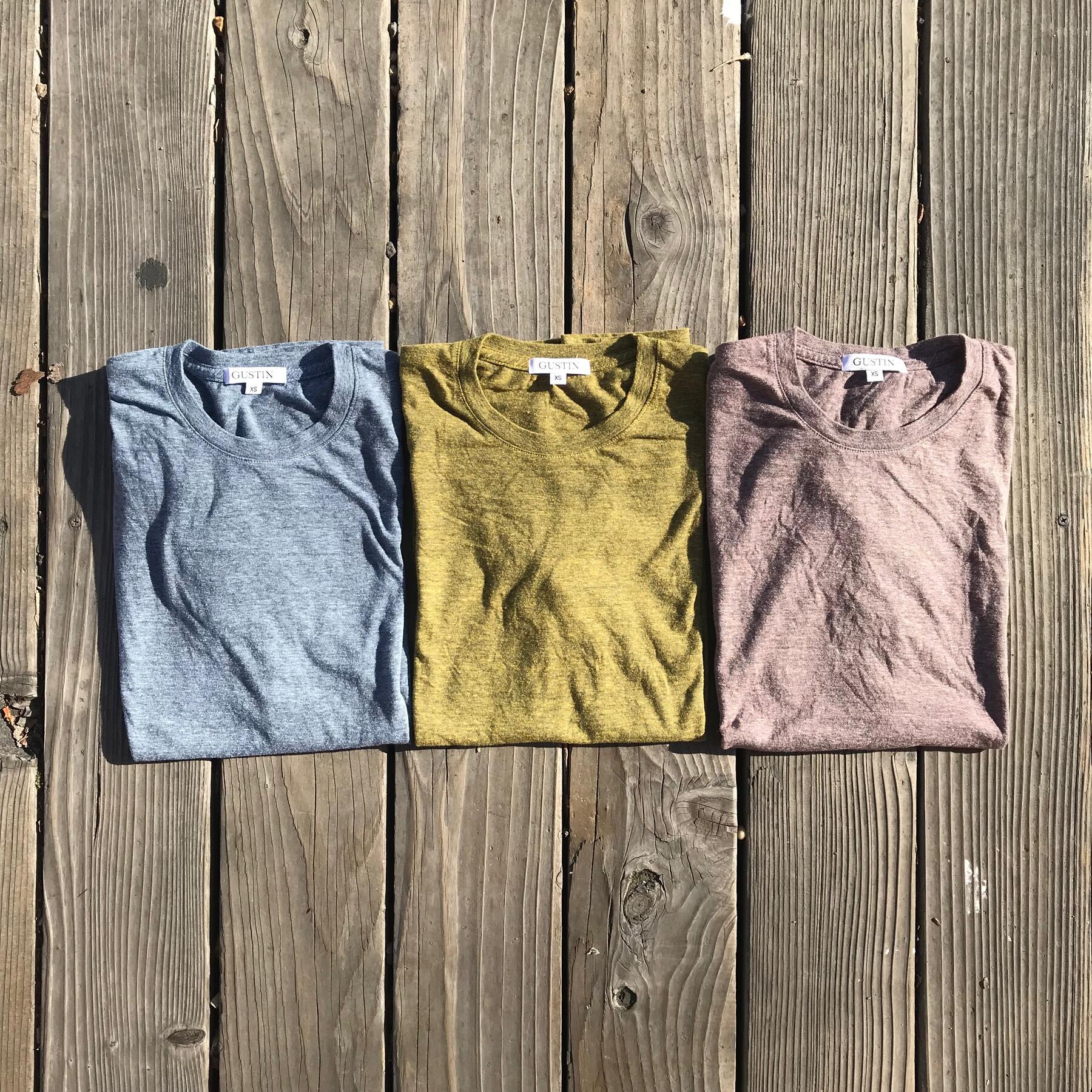 gustin usa heather t-shirt 3pk (sky blue, gold, blush)