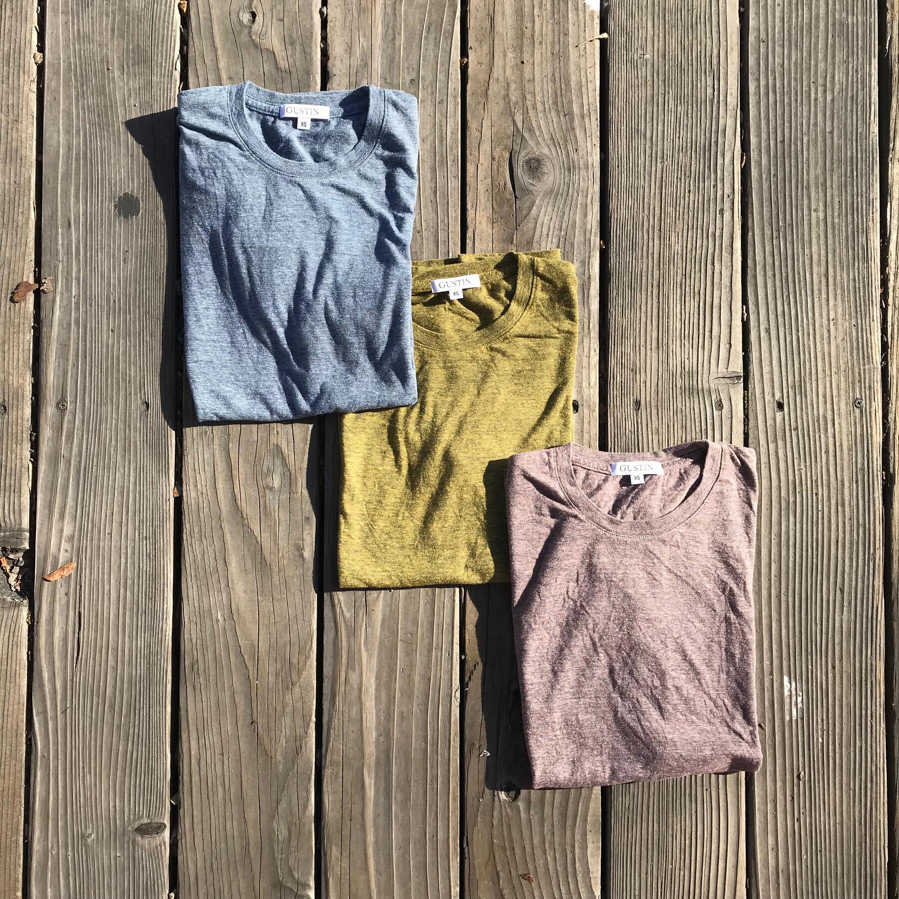 gustin usa heather t-shirt 3pk (sky blue, gold, blush)