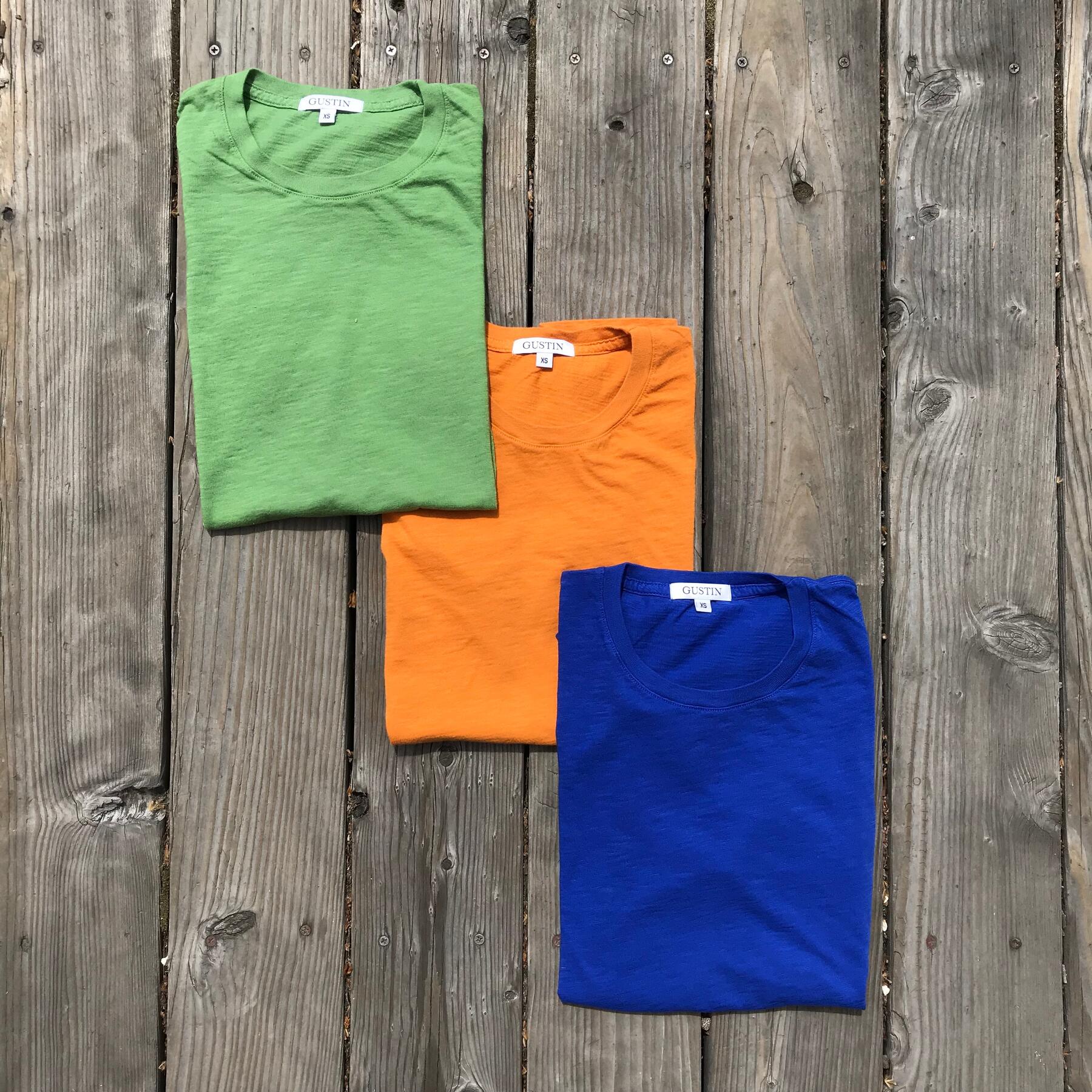 gustin slub cotton t-shirt 3pk (fern green, orange, royal blue)