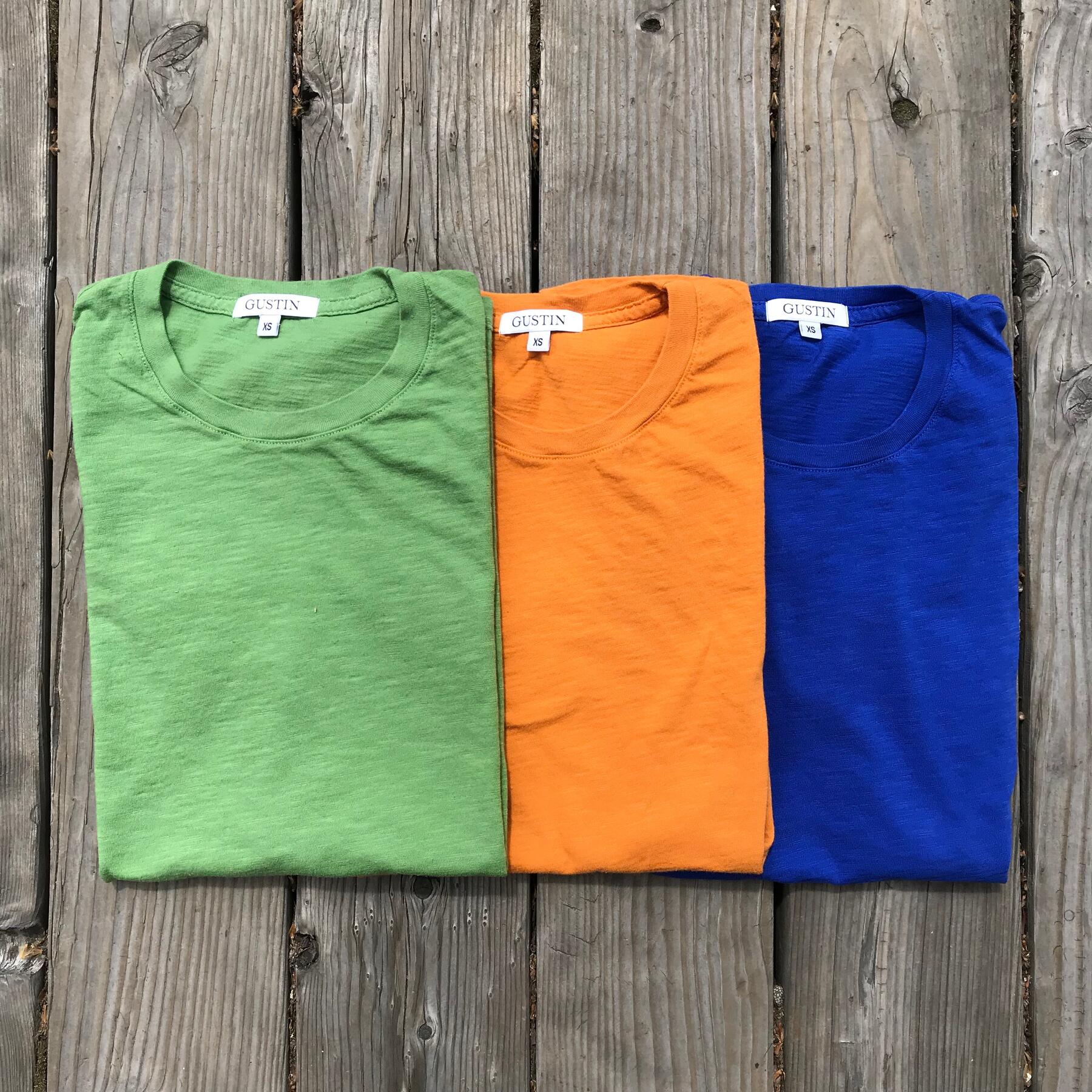 gustin slub cotton t-shirt 3pk (fern green, orange, royal blue)