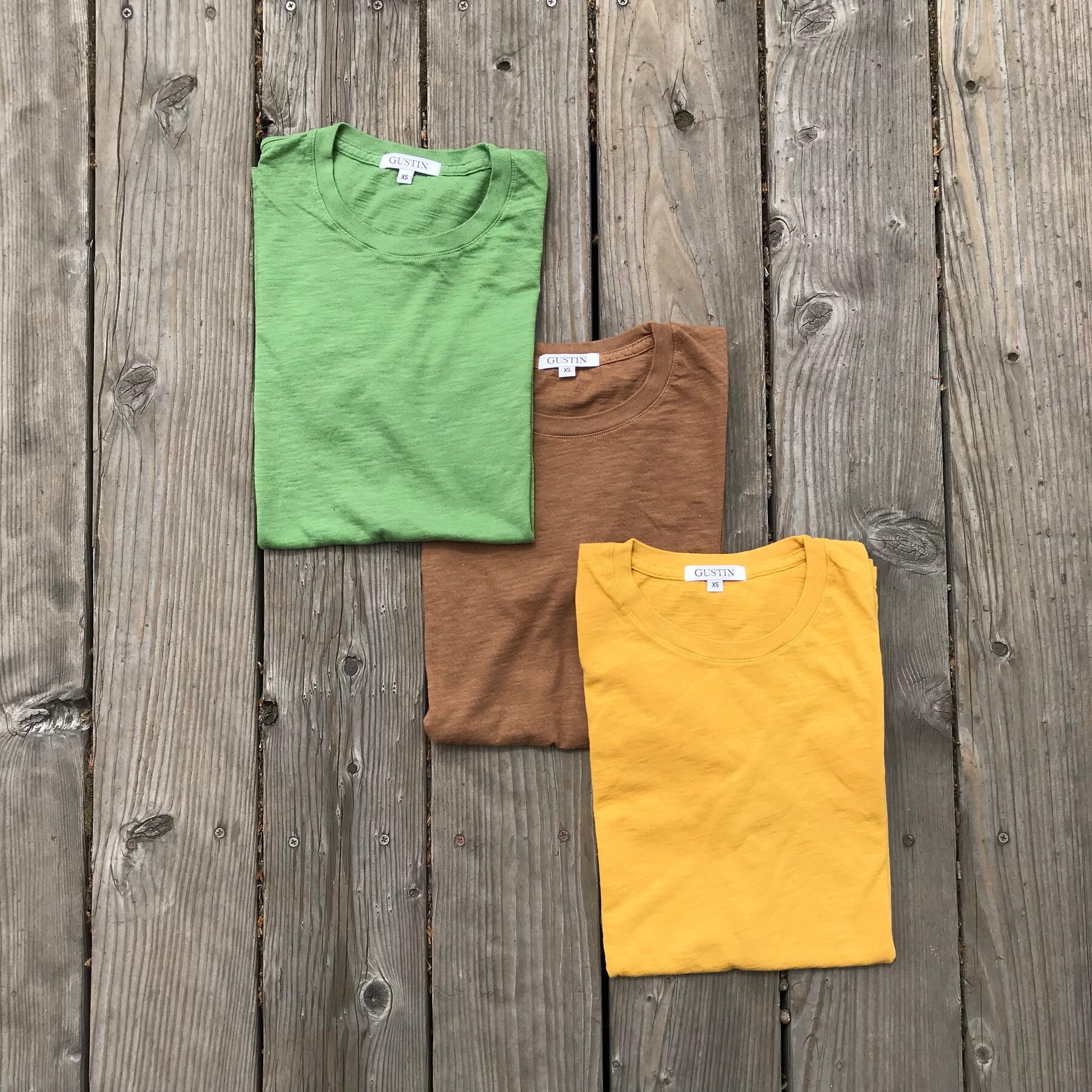 gustin slub cotton t-shirt 3pk (fern green, tierra, gold)