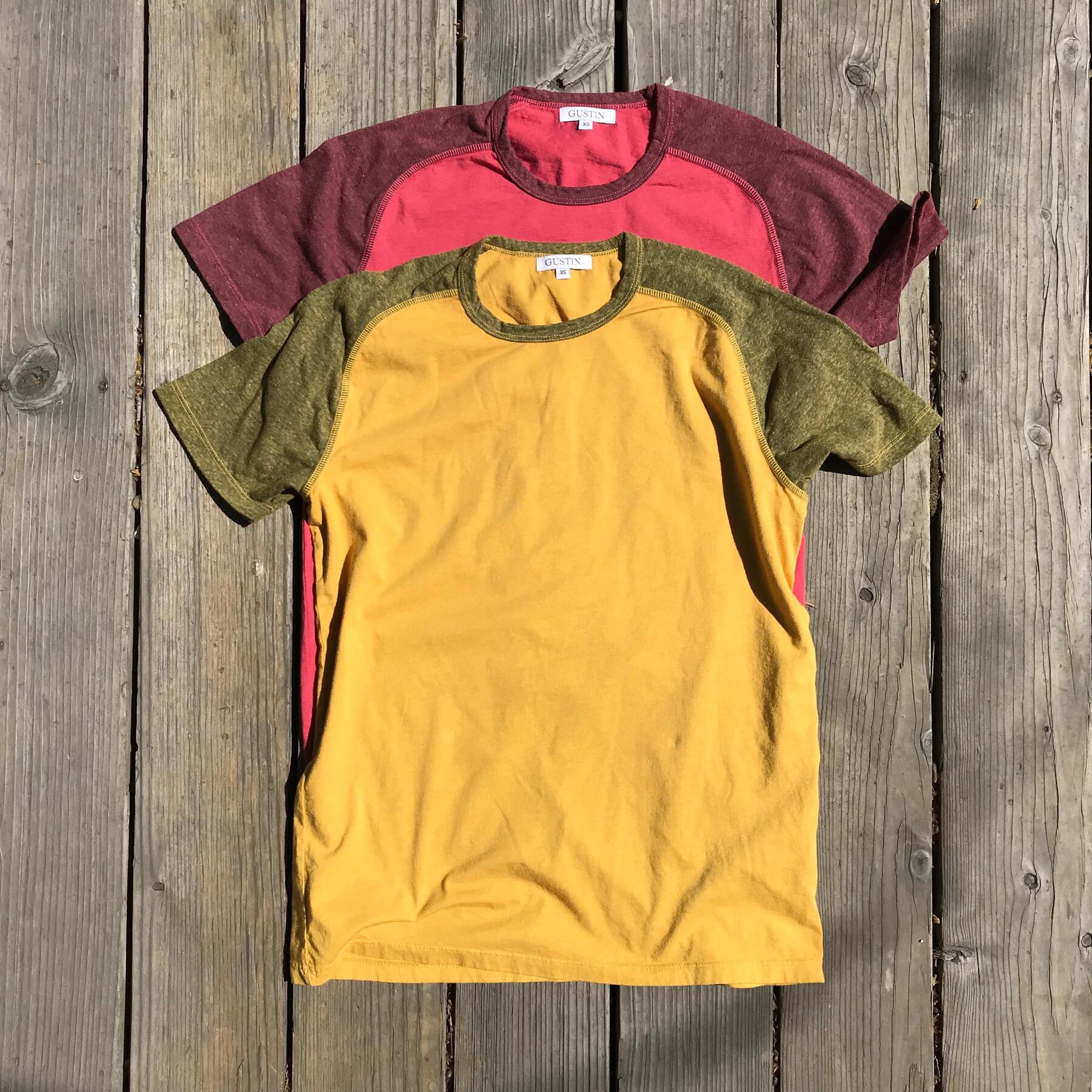 gustin raglan t-shirt 2pk (crimson, gold)