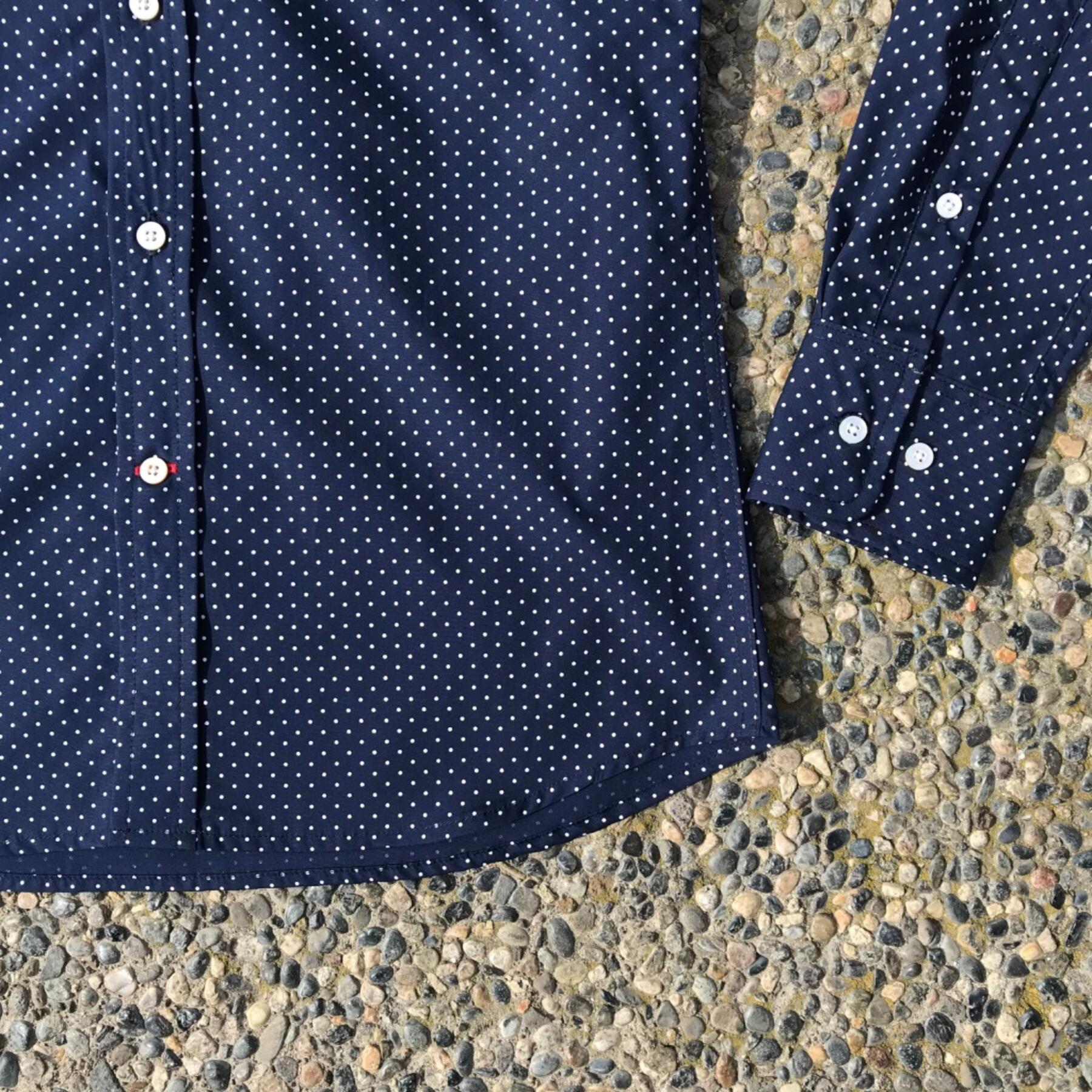 gustin #448 navy polka dot poplin