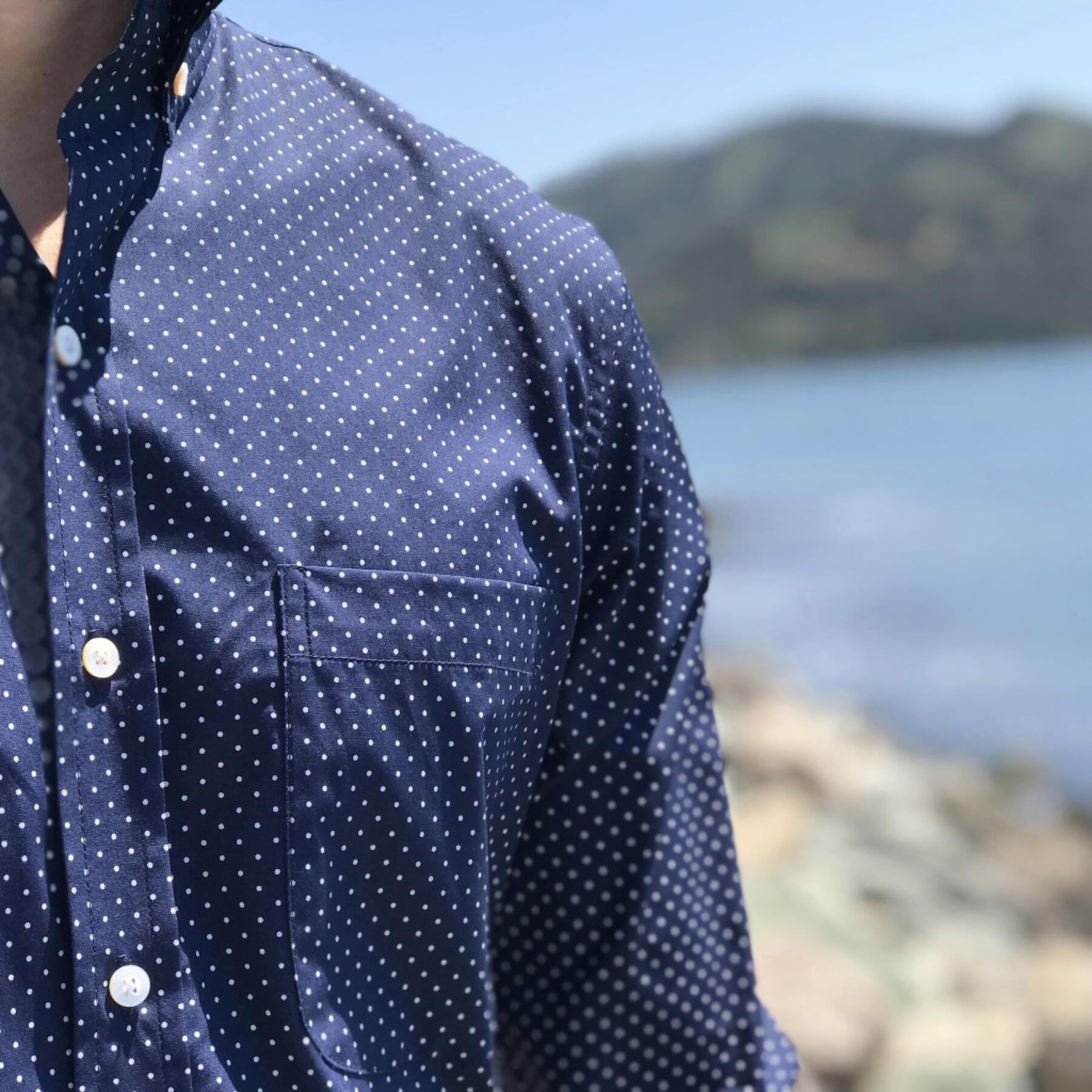 gustin #448 navy polka dot poplin
