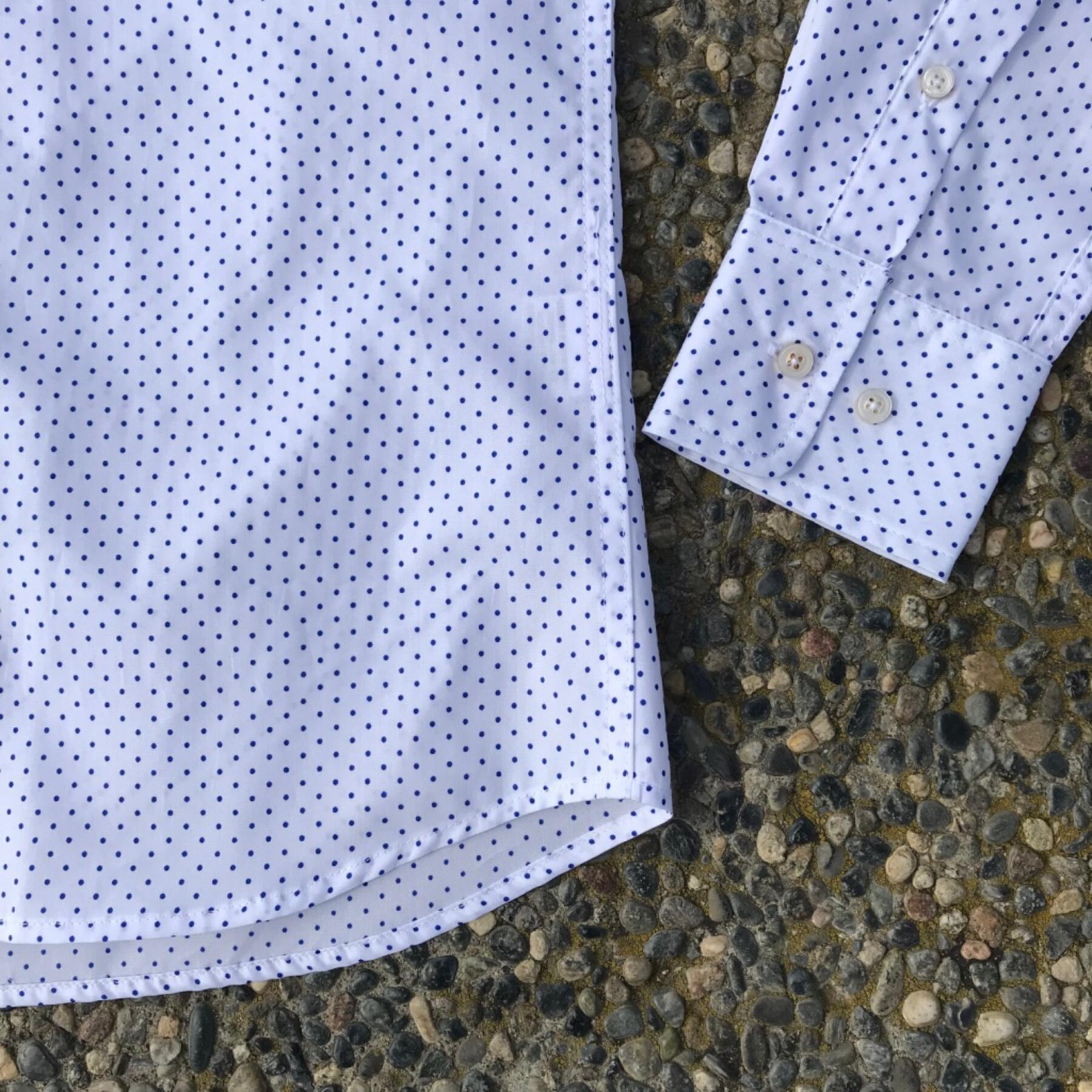 gustin #575 white-blue polka dot poplin