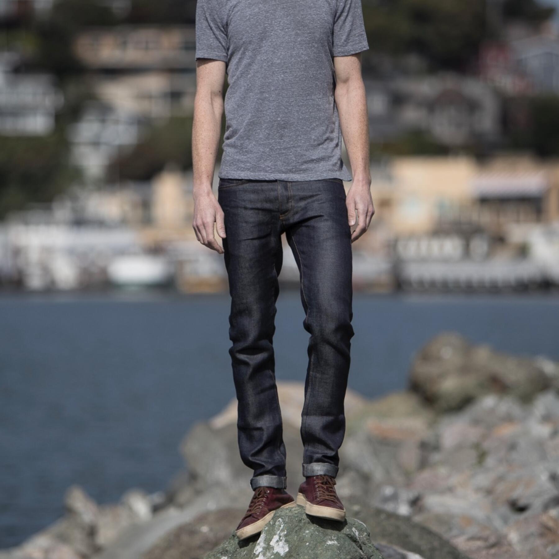 gustin #386 pure linen indigo selvedge