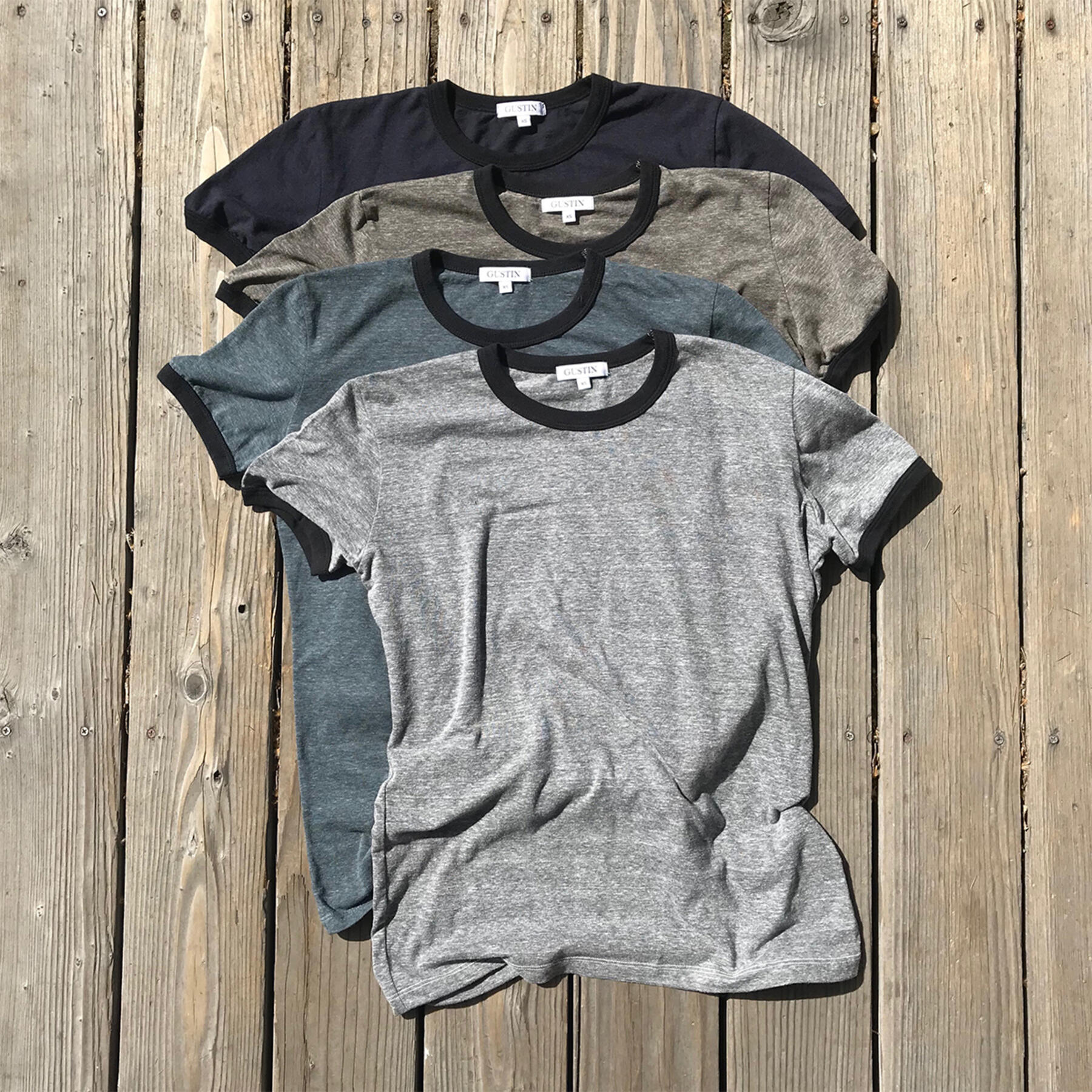 gustin ringer heather t-shirt 4pk - navy, grey, stone, aqua