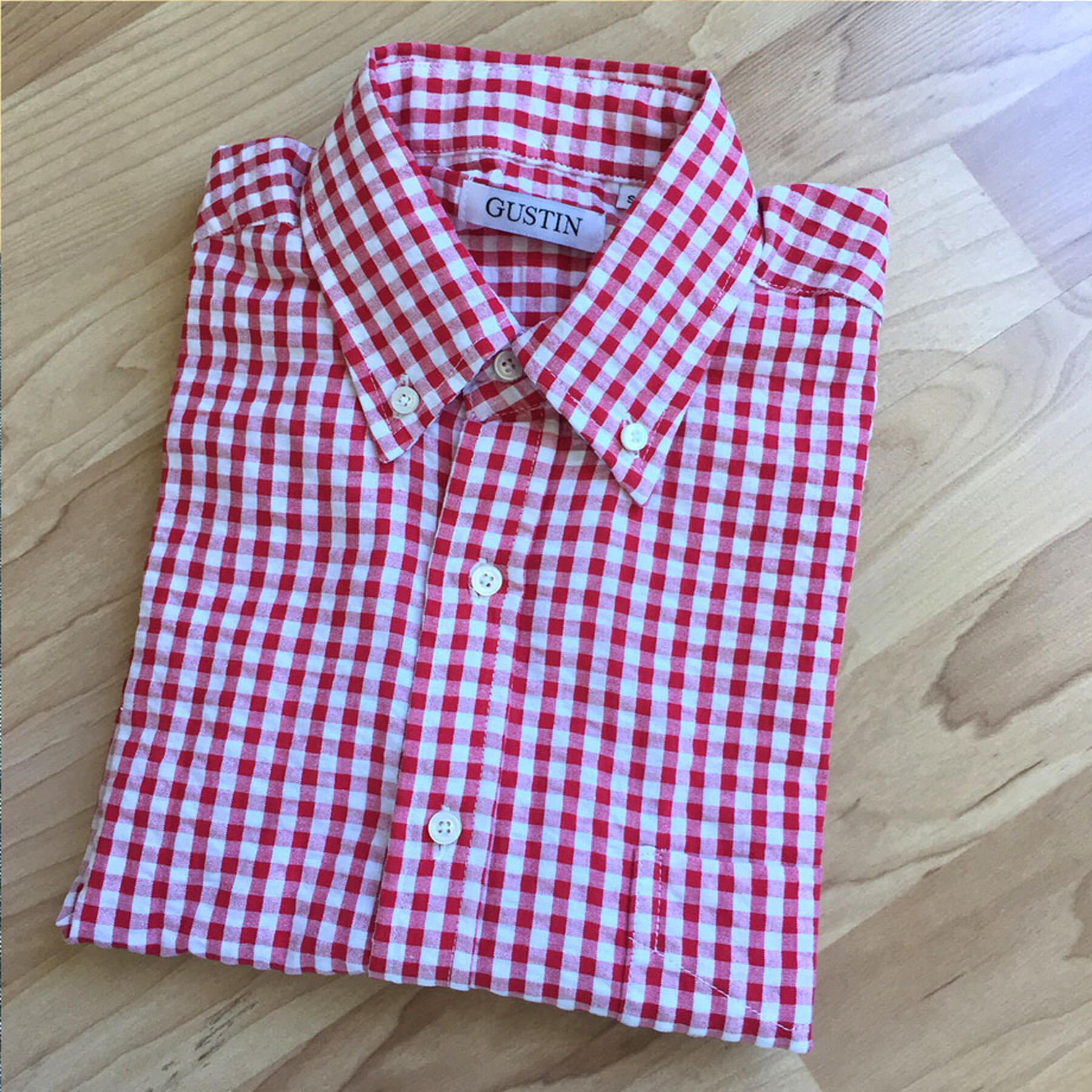 gustin #48 red seersucker gingham