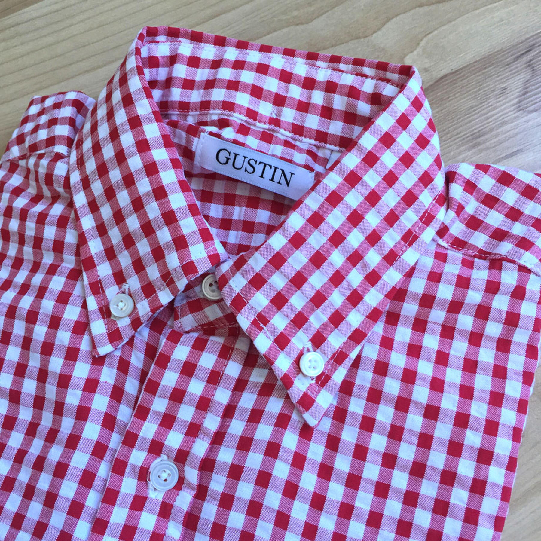 gustin #48 red seersucker gingham