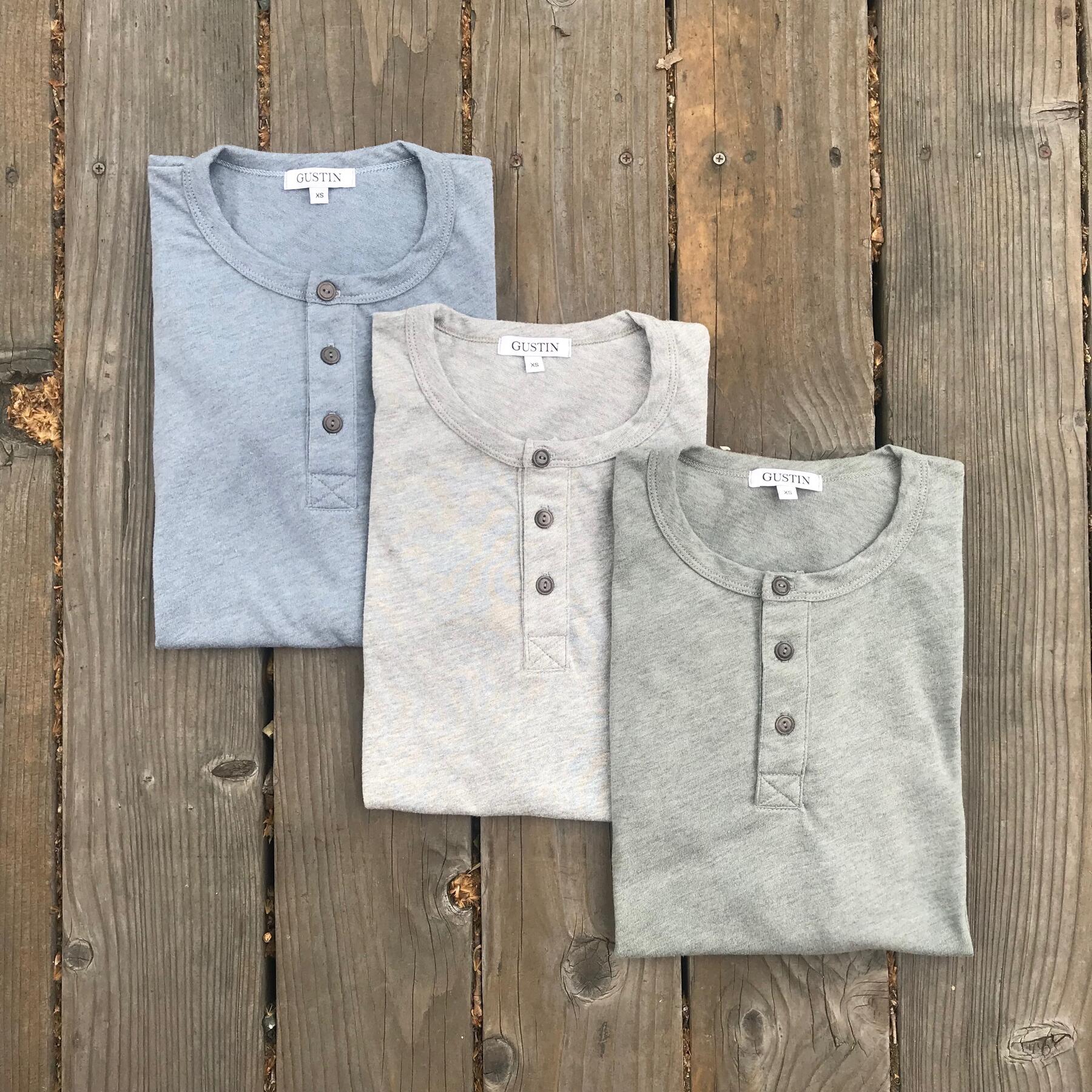 gustin heather short sleeve henley 3pk