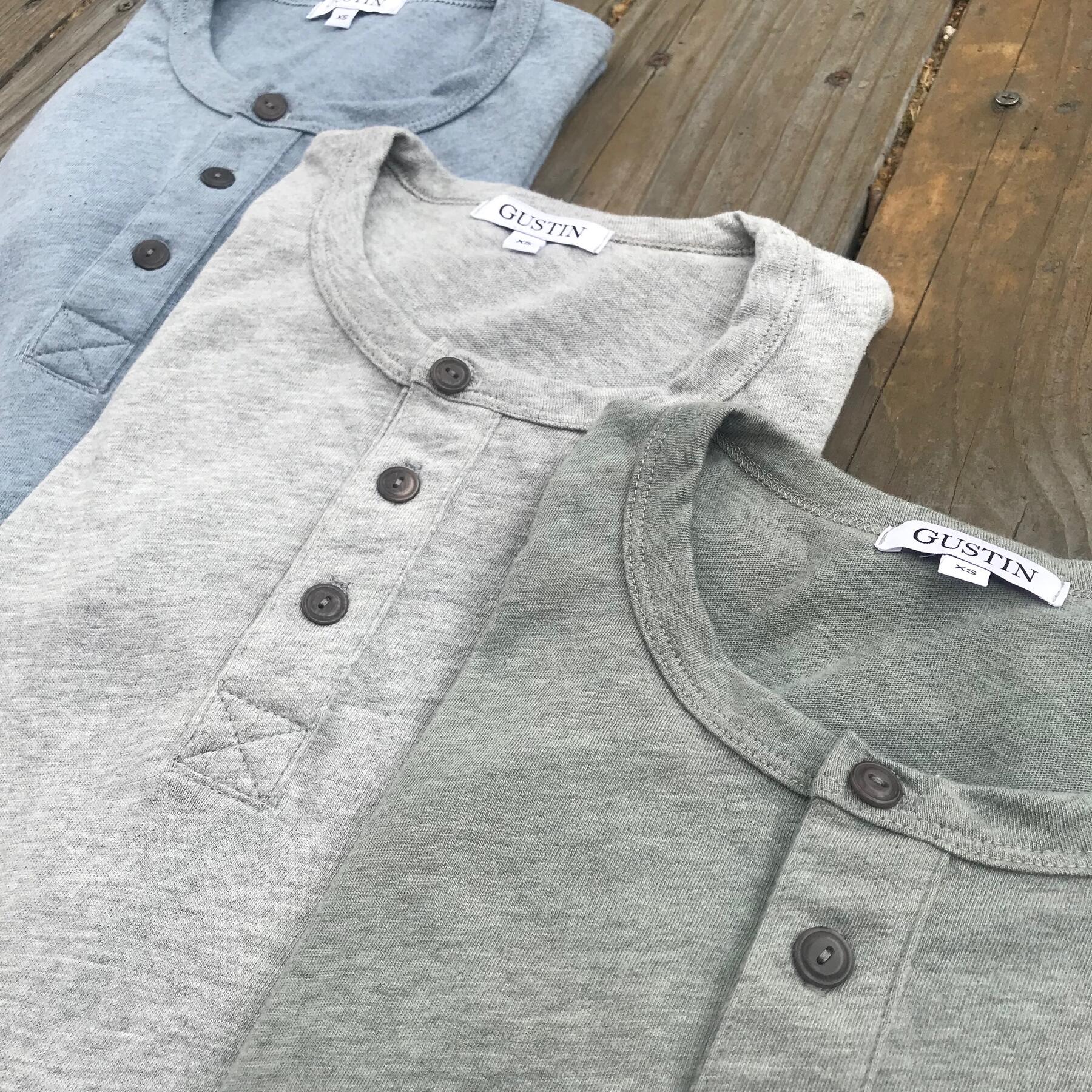 gustin heather short sleeve henley 3pk