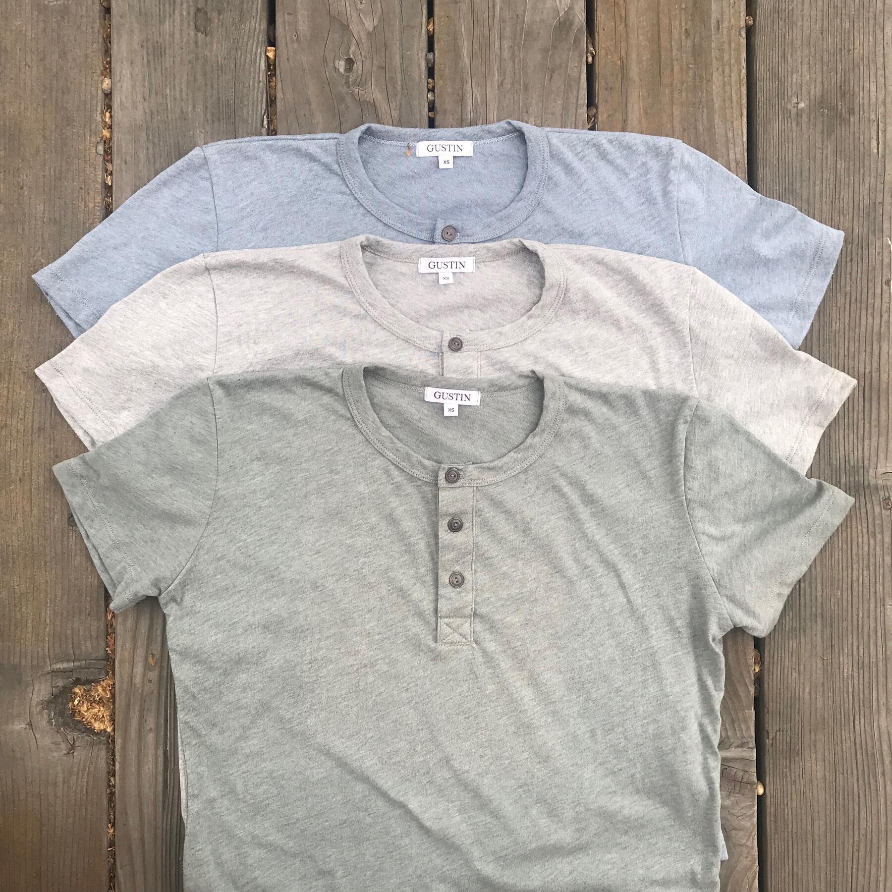 gustin heather short sleeve henley 3pk