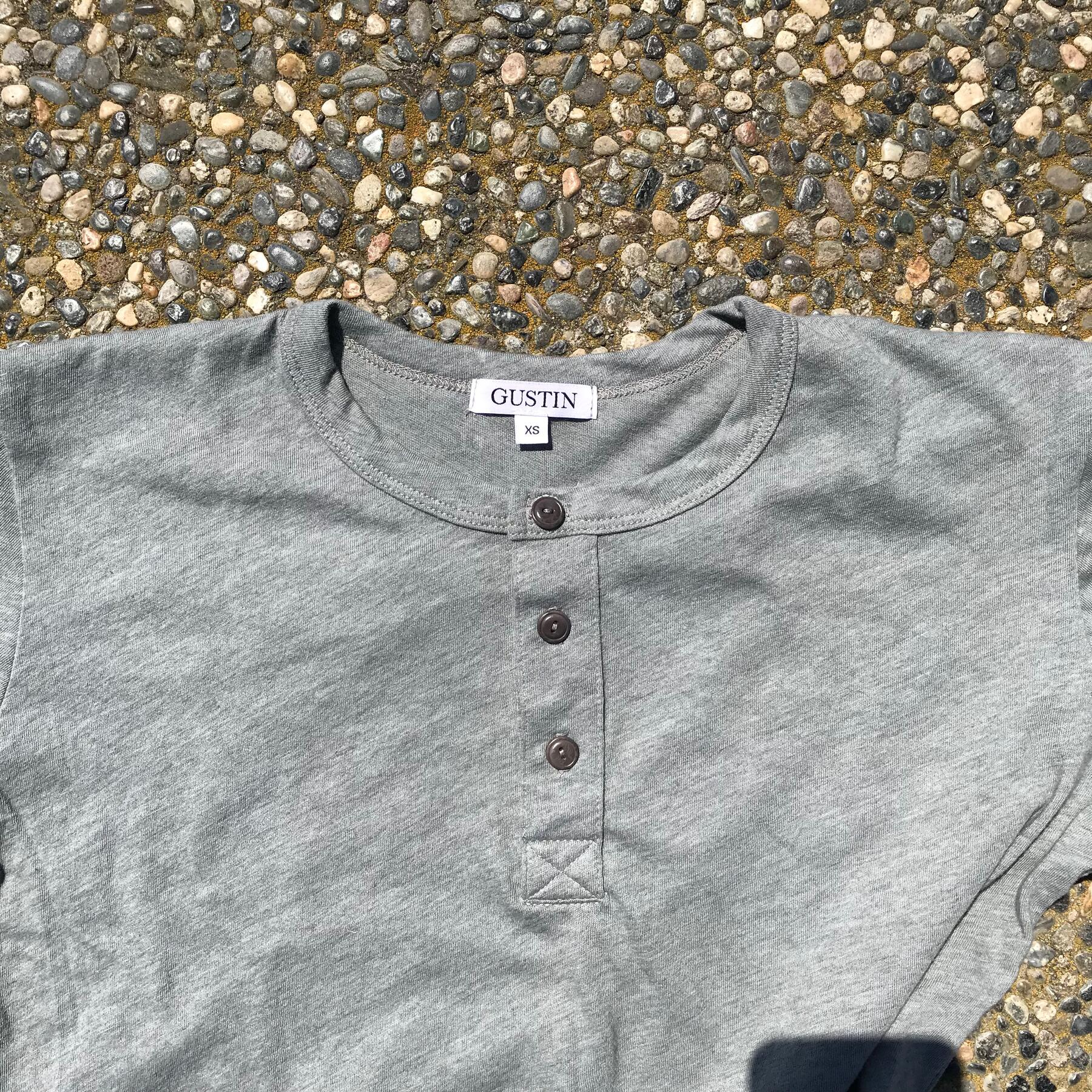 gustin heather short sleeve henley - faded green