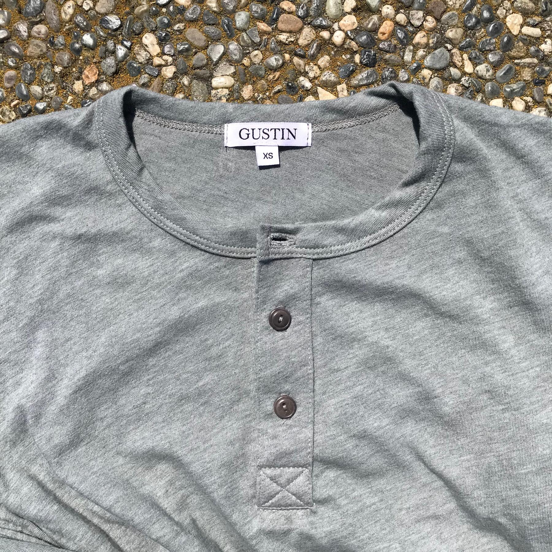 gustin heather short sleeve henley - faded green