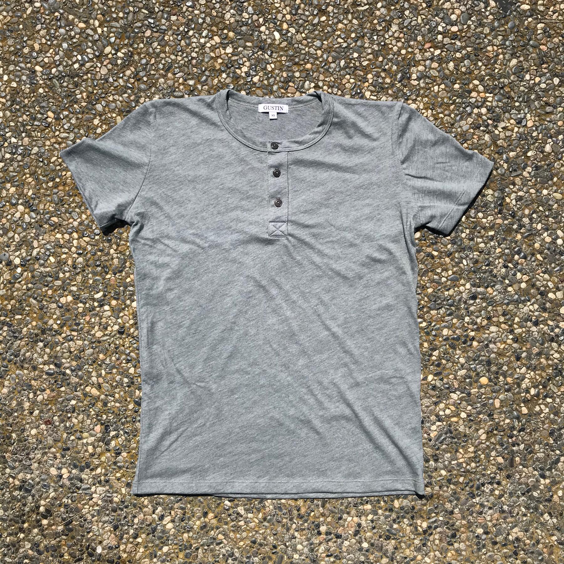 gustin heather short sleeve henley - faded green