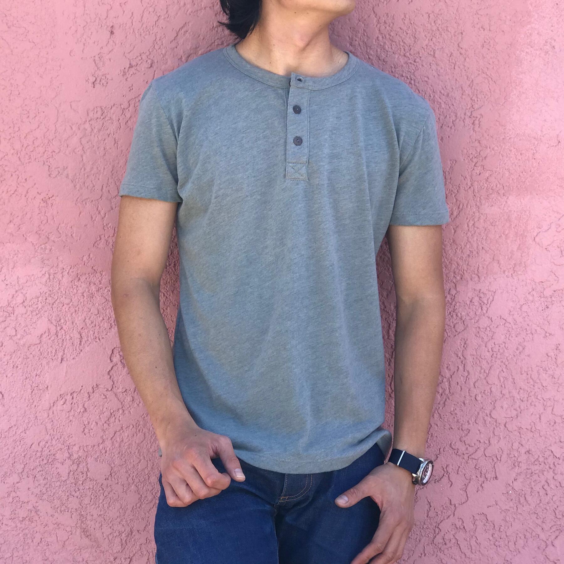 gustin heather short sleeve henley - faded green