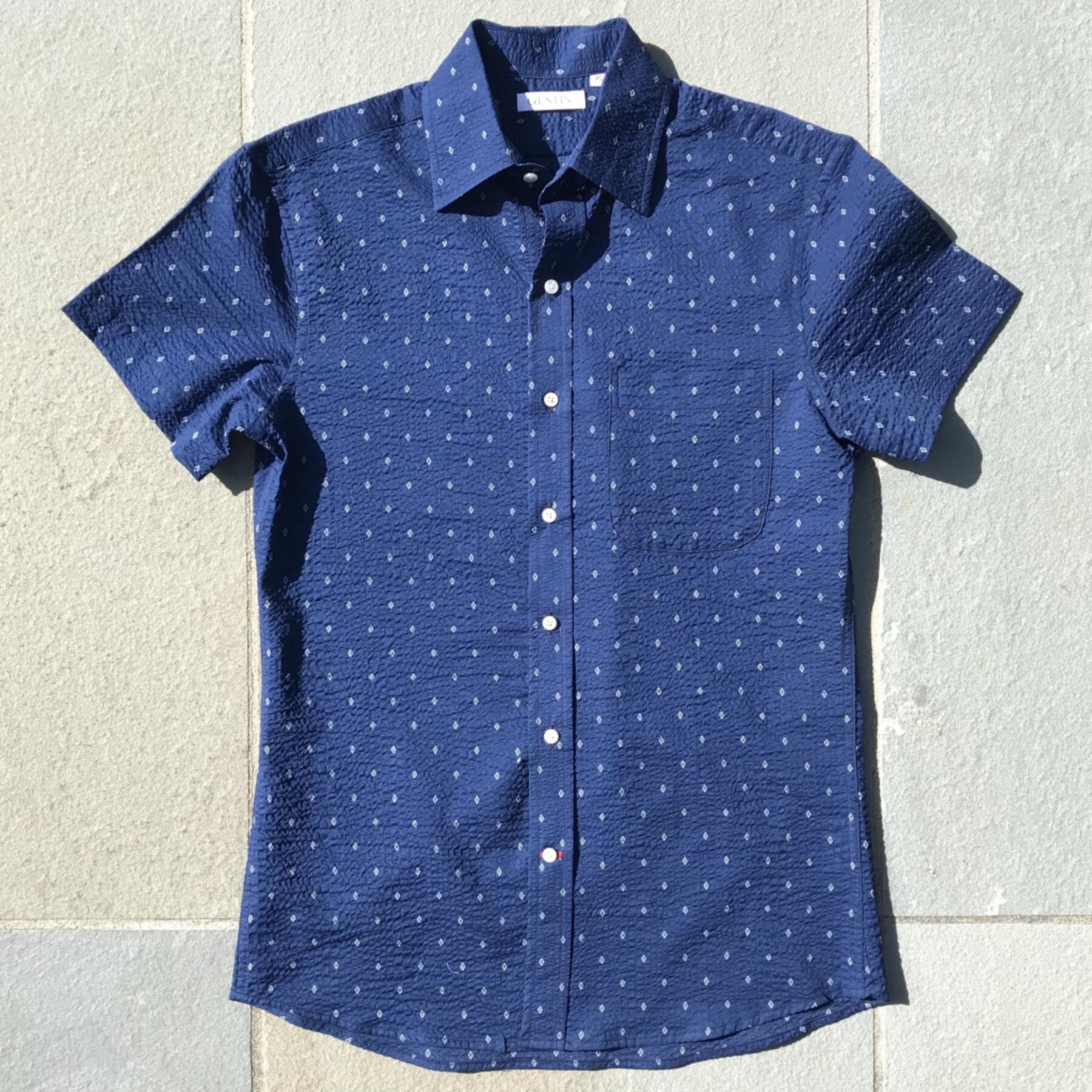 gustin #579 navy diamond seersucker