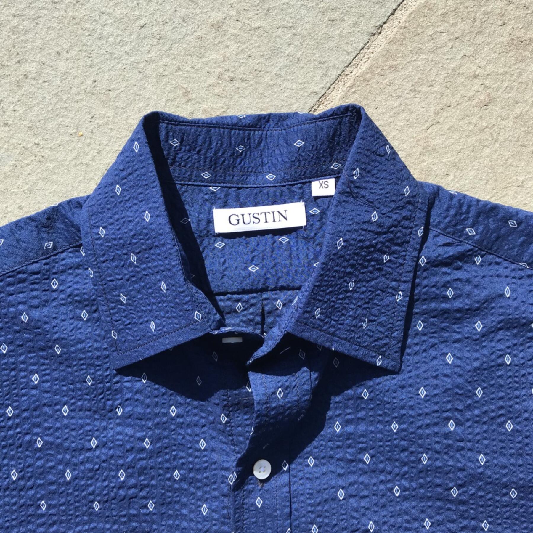 gustin #579 navy diamond seersucker