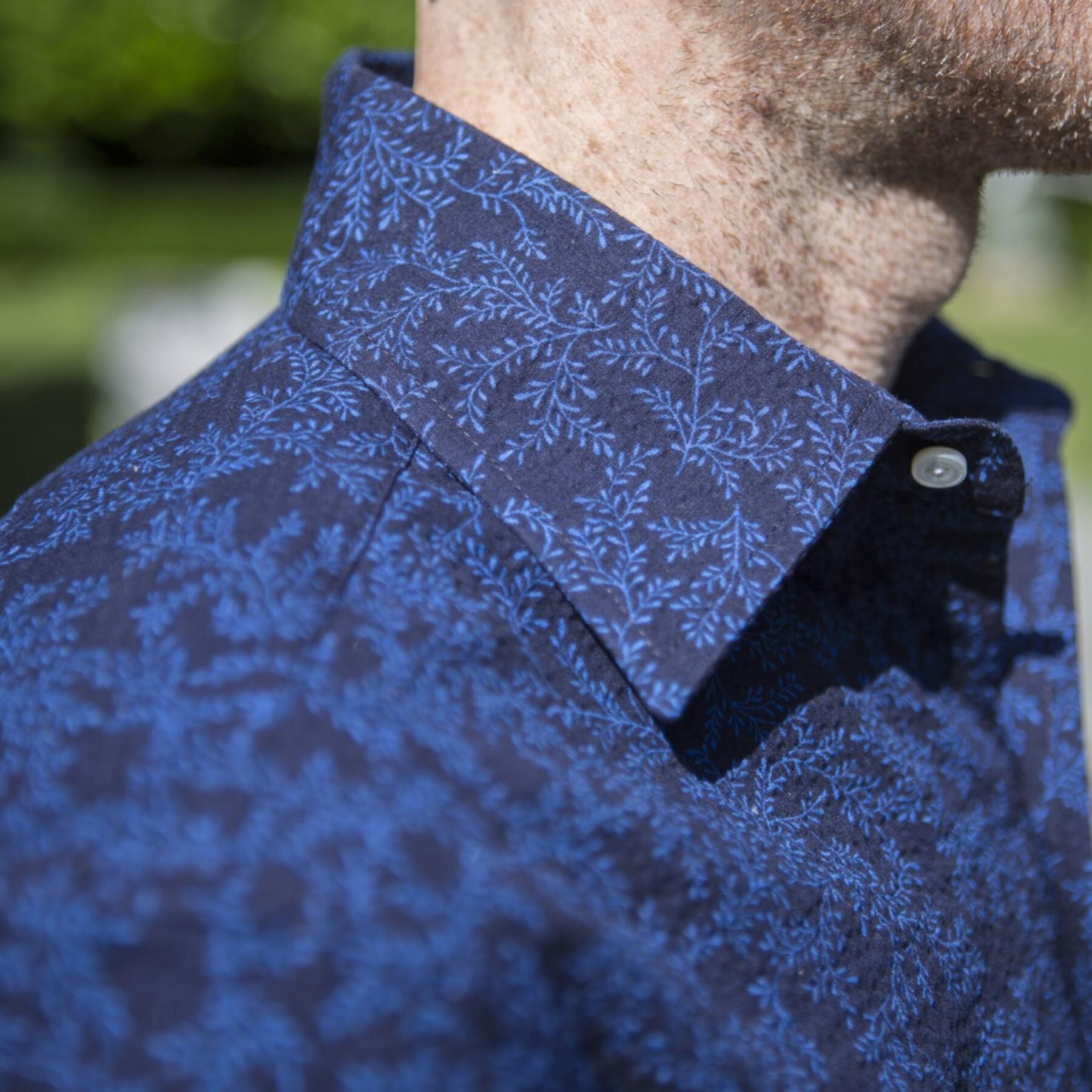gustin #582 navy royal vines seersucker