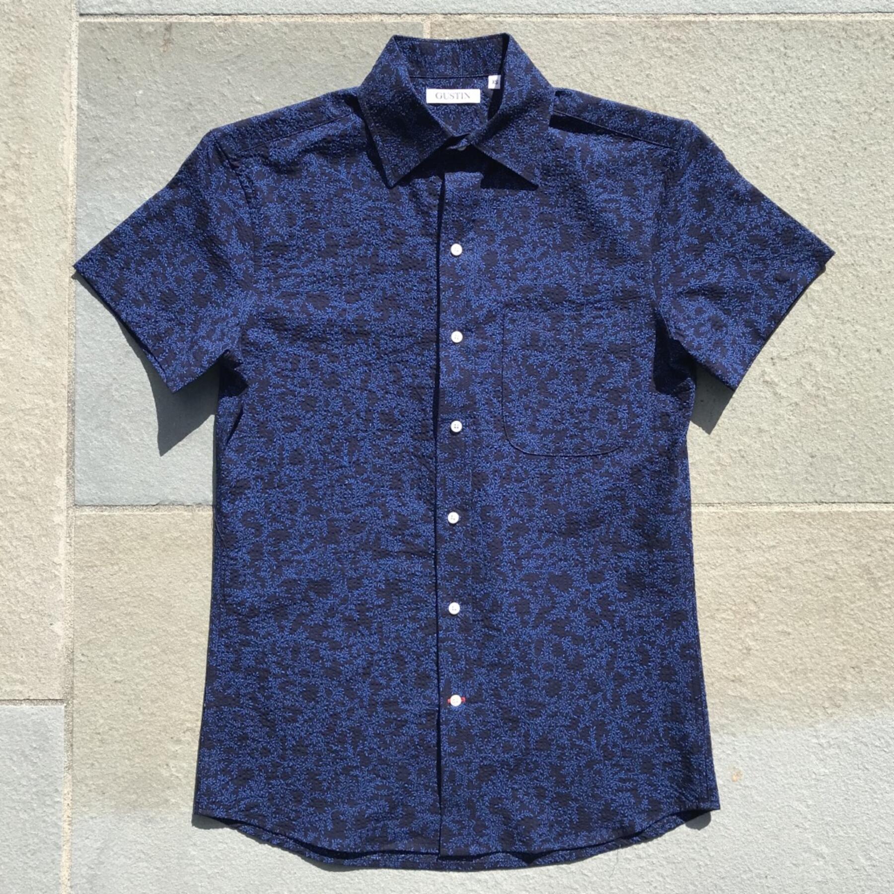 gustin #582 navy royal vines seersucker