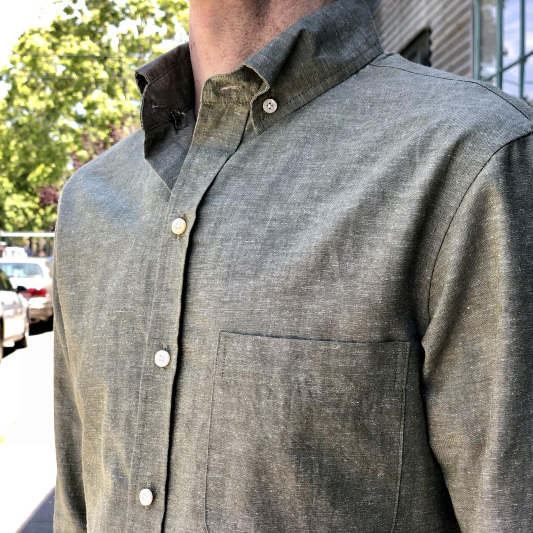 gustin #586 moss hemp chambray