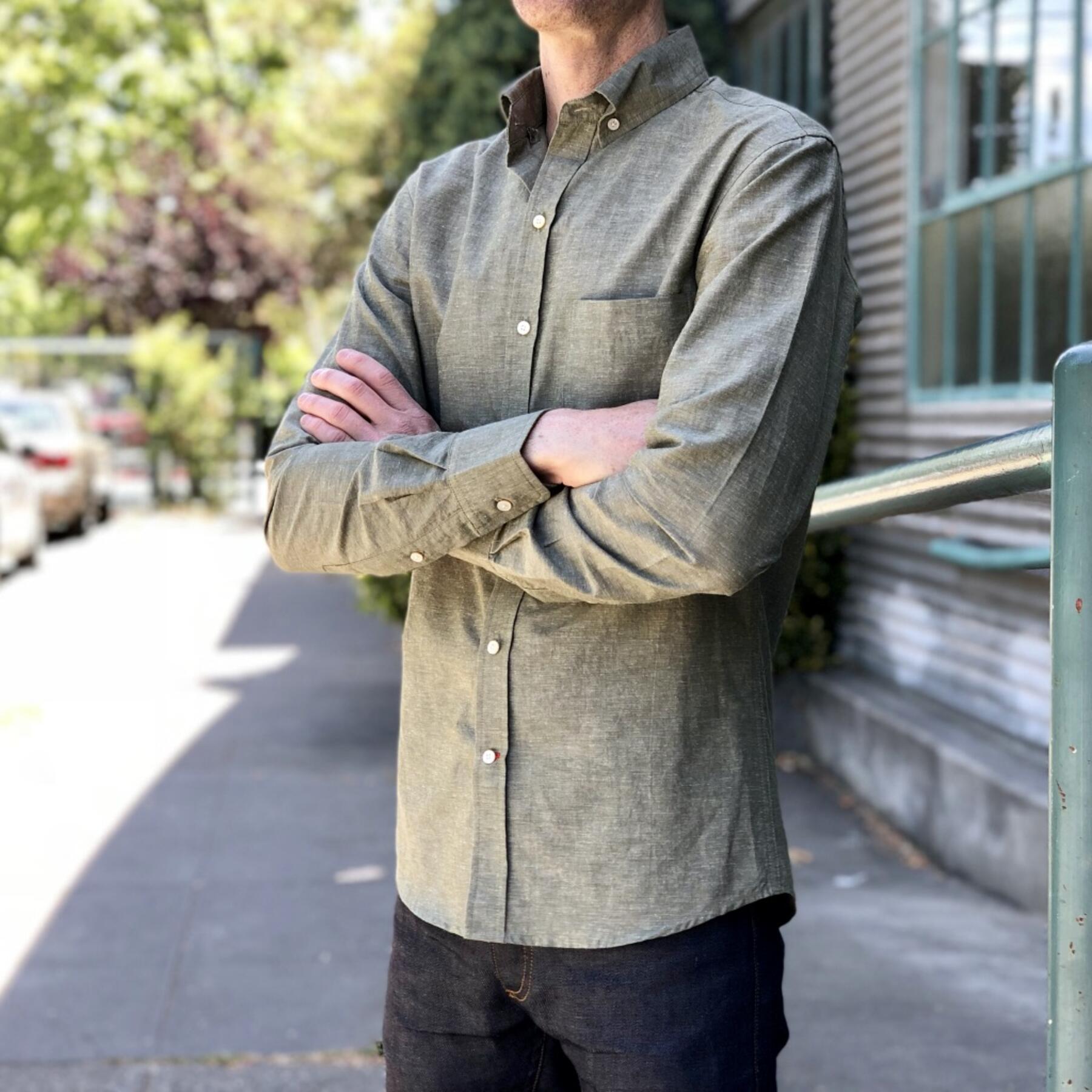 gustin #586 moss hemp chambray