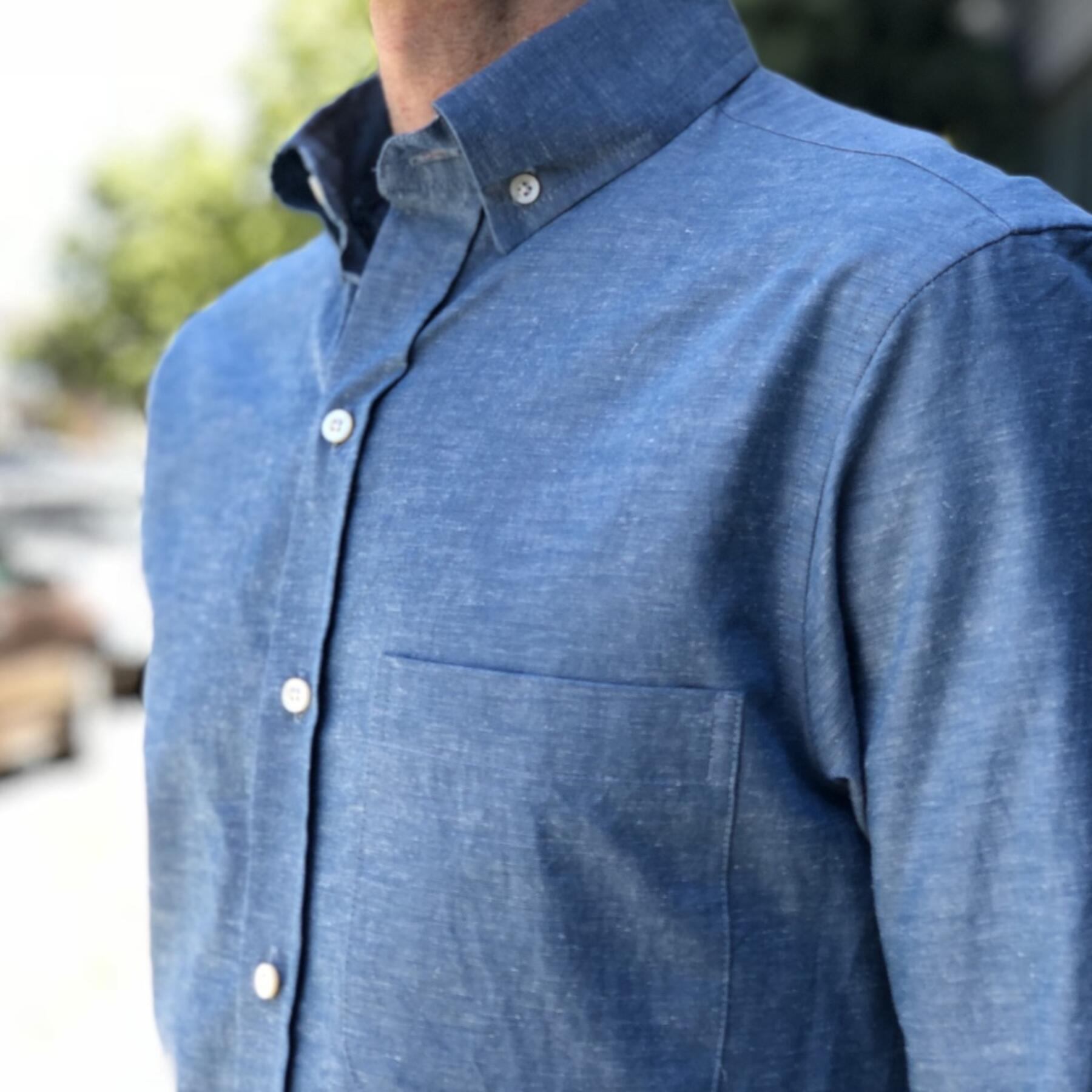 gustin #585 sky hemp chambray