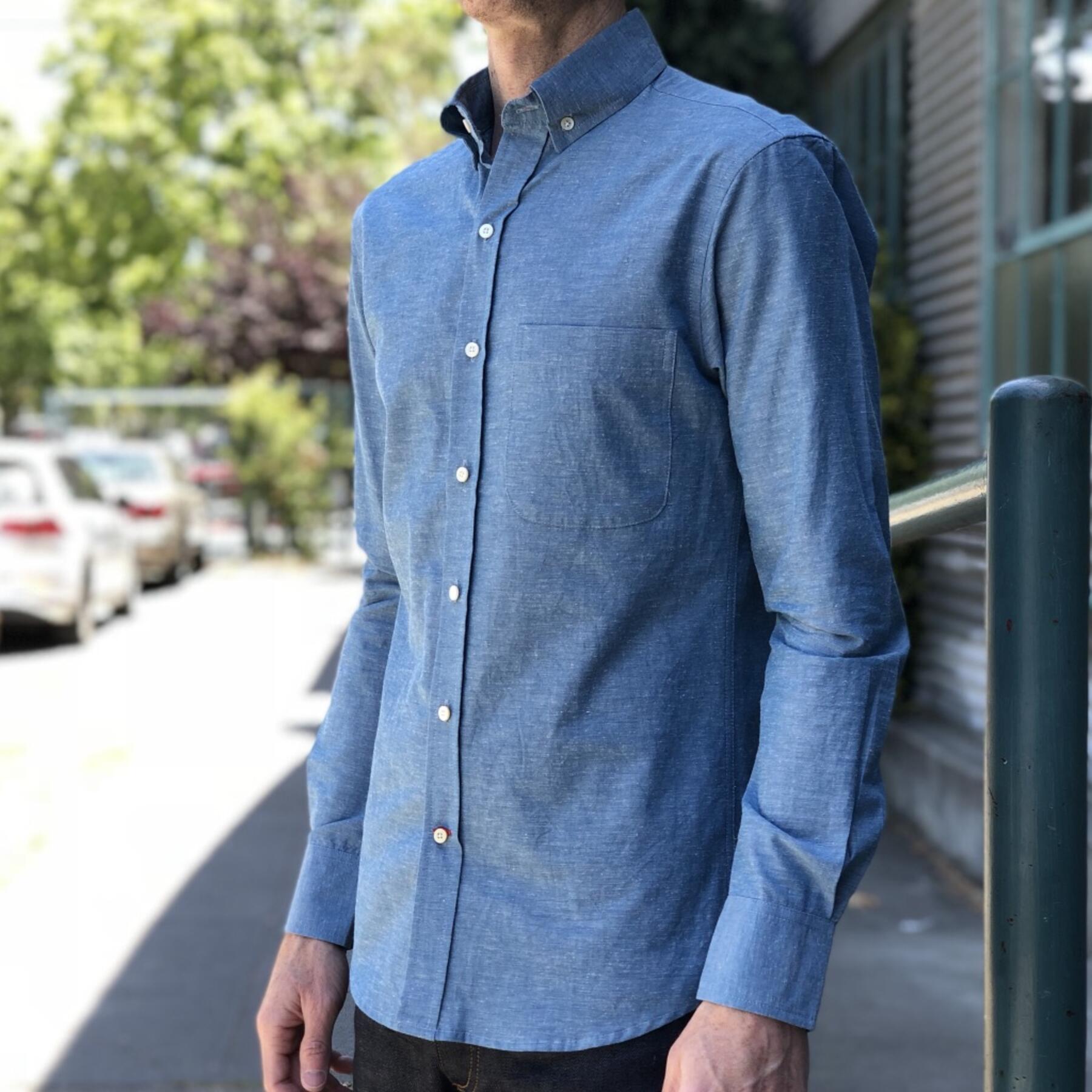 gustin #585 sky hemp chambray
