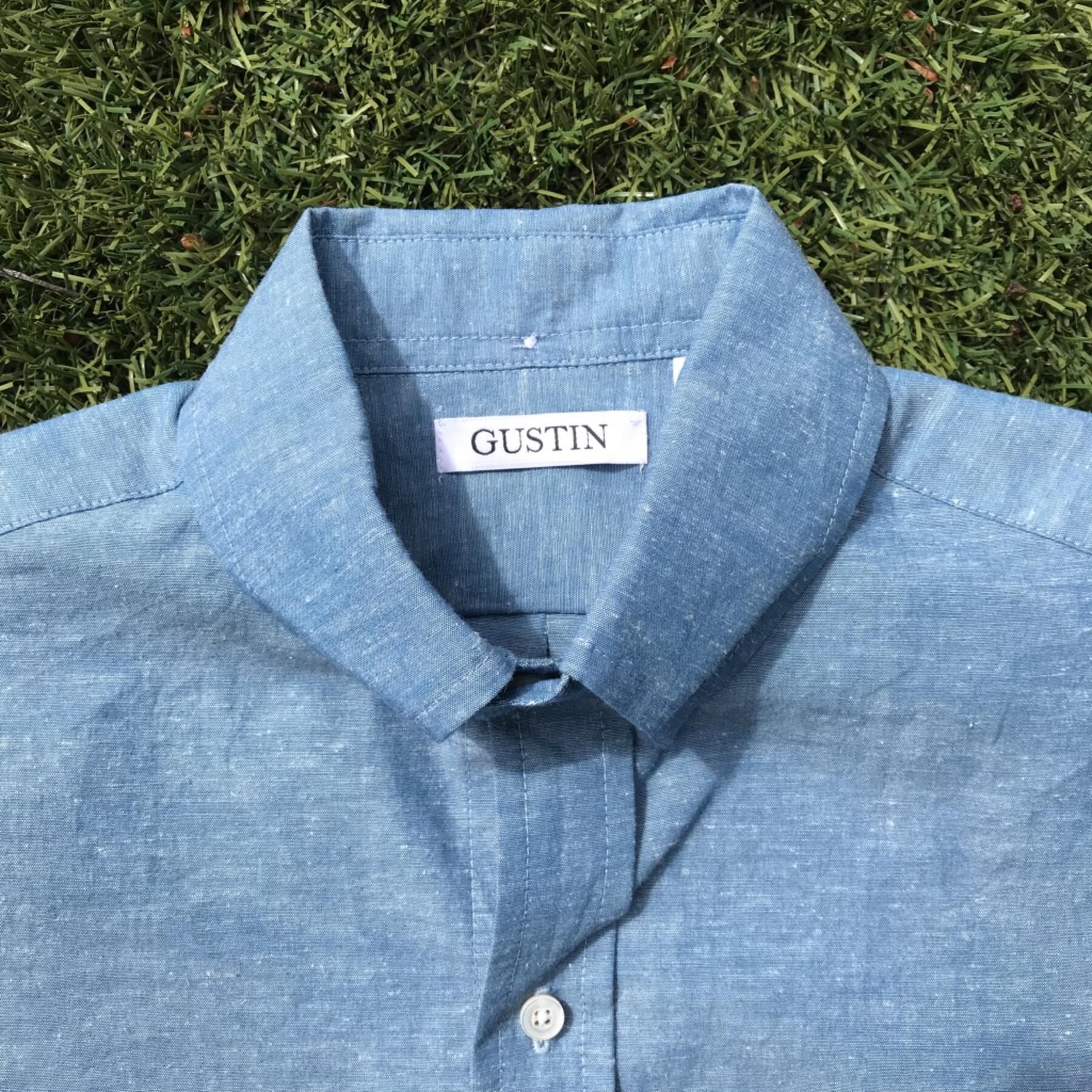 gustin #585 sky hemp chambray