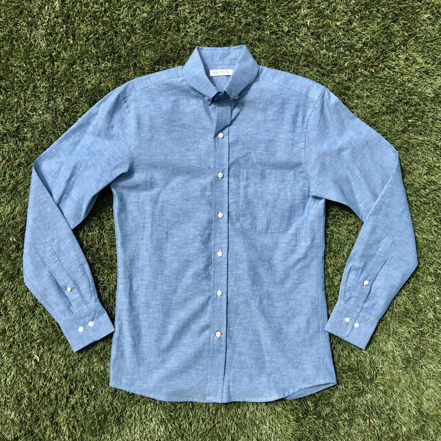 gustin #585 sky hemp chambray