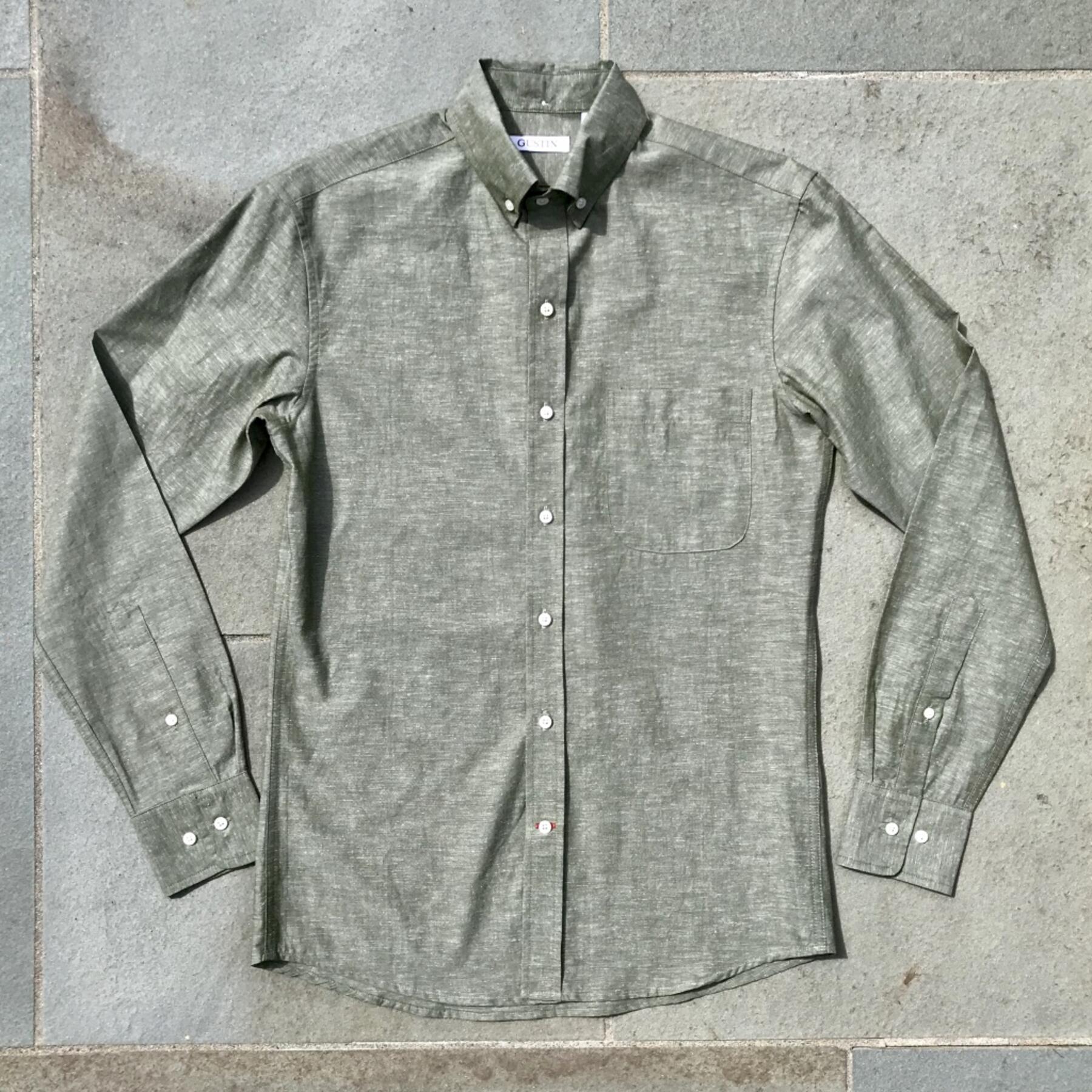 gustin #586 moss hemp chambray