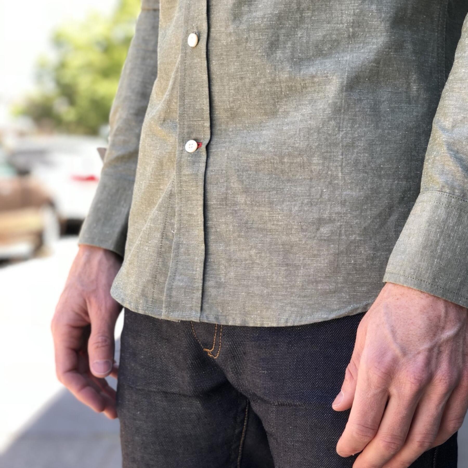 gustin #586 moss hemp chambray