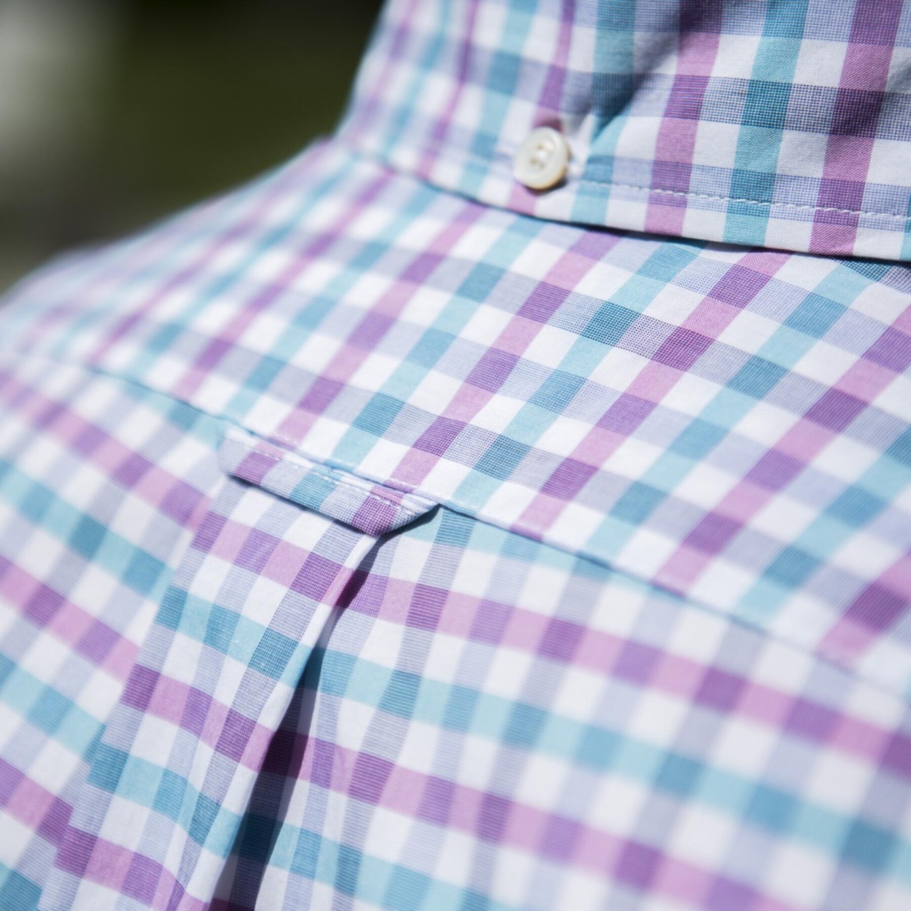 gustin #587 thomas mason aqua mauve gingham