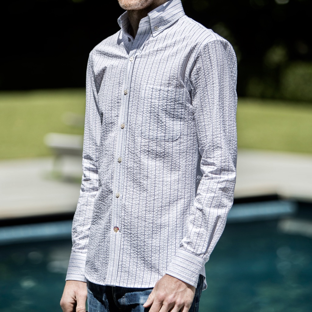 589 Thomas Mason Pinstripe Seersucker | Gustin | Shirts