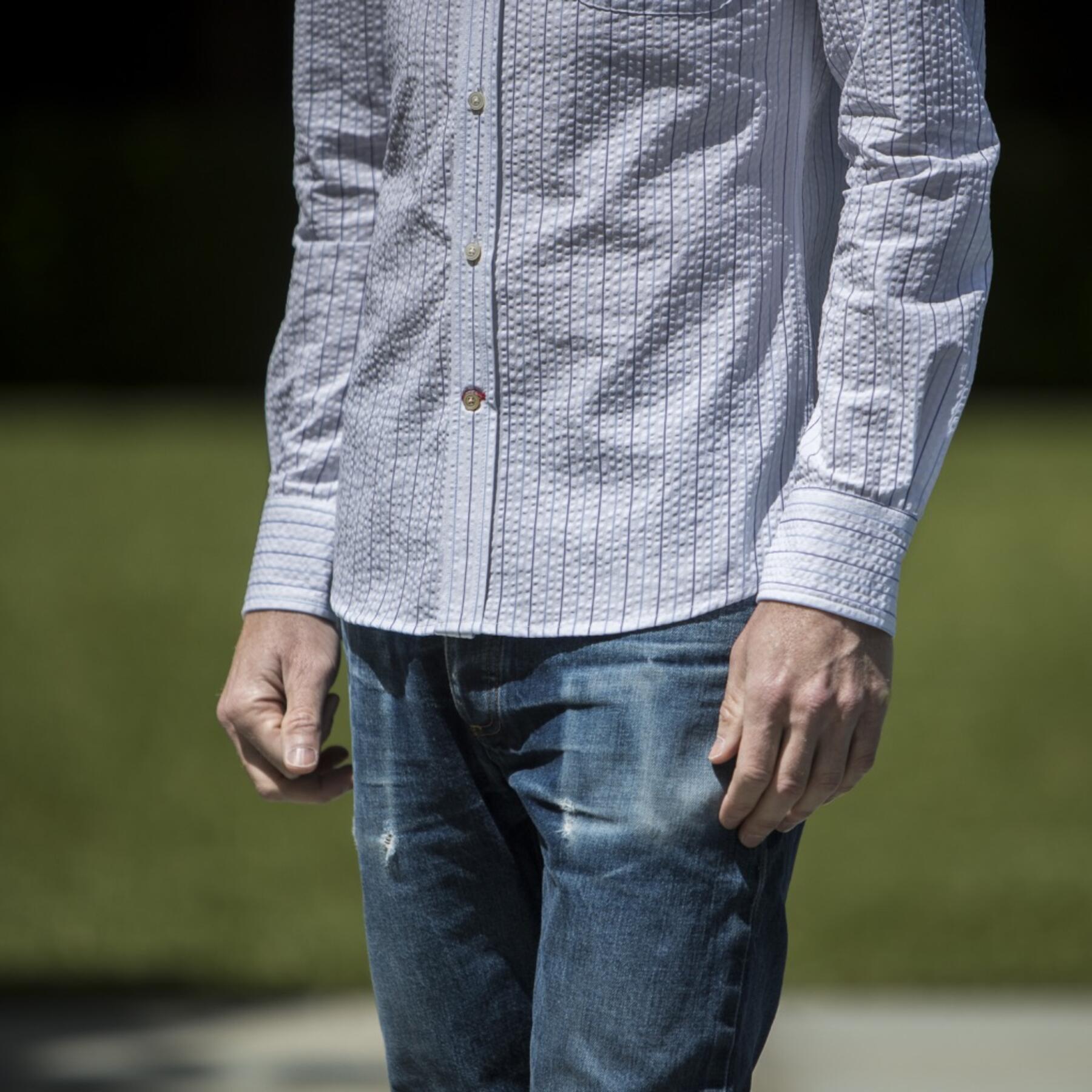 gustin #589 thomas mason pinstripe seersucker