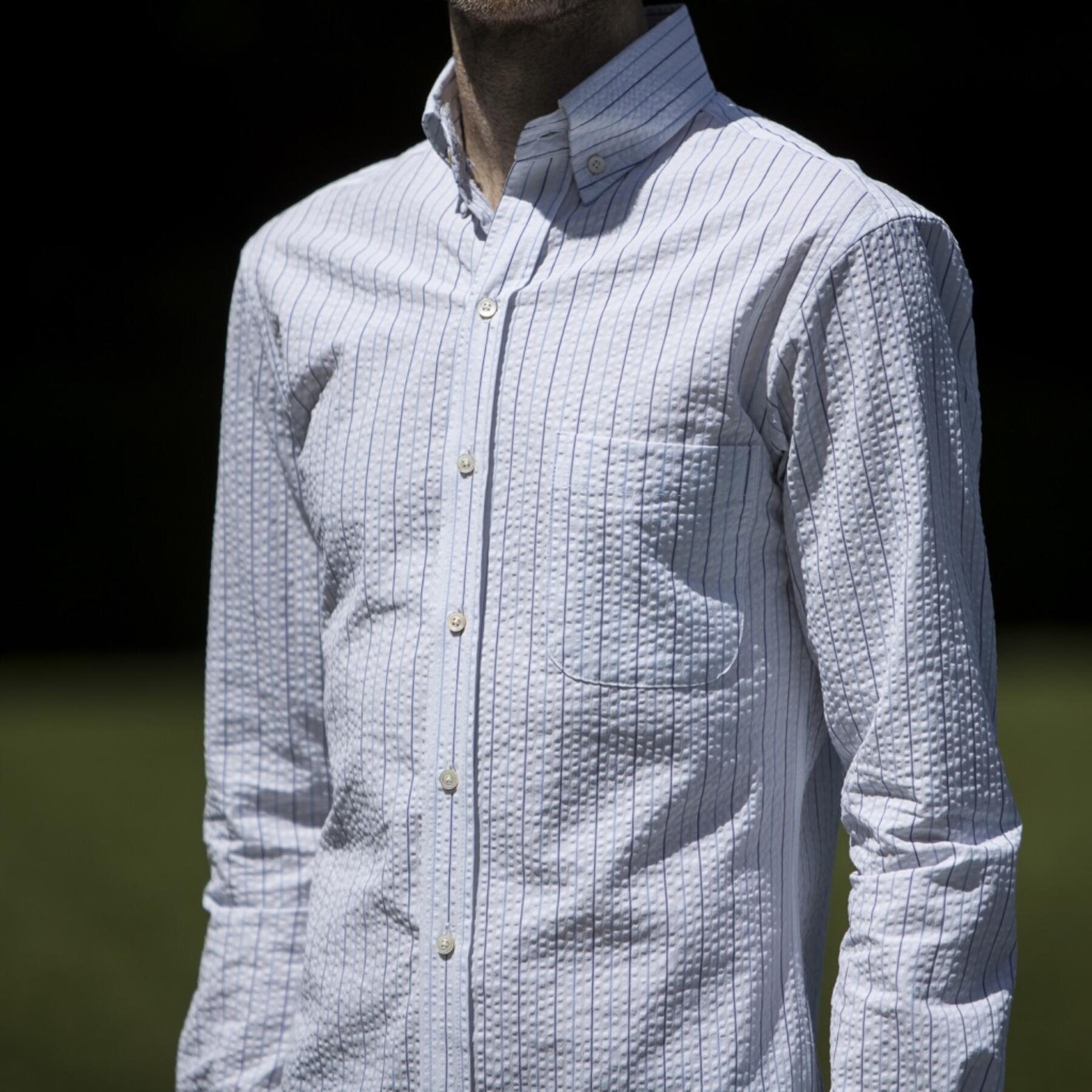 gustin #589 thomas mason pinstripe seersucker