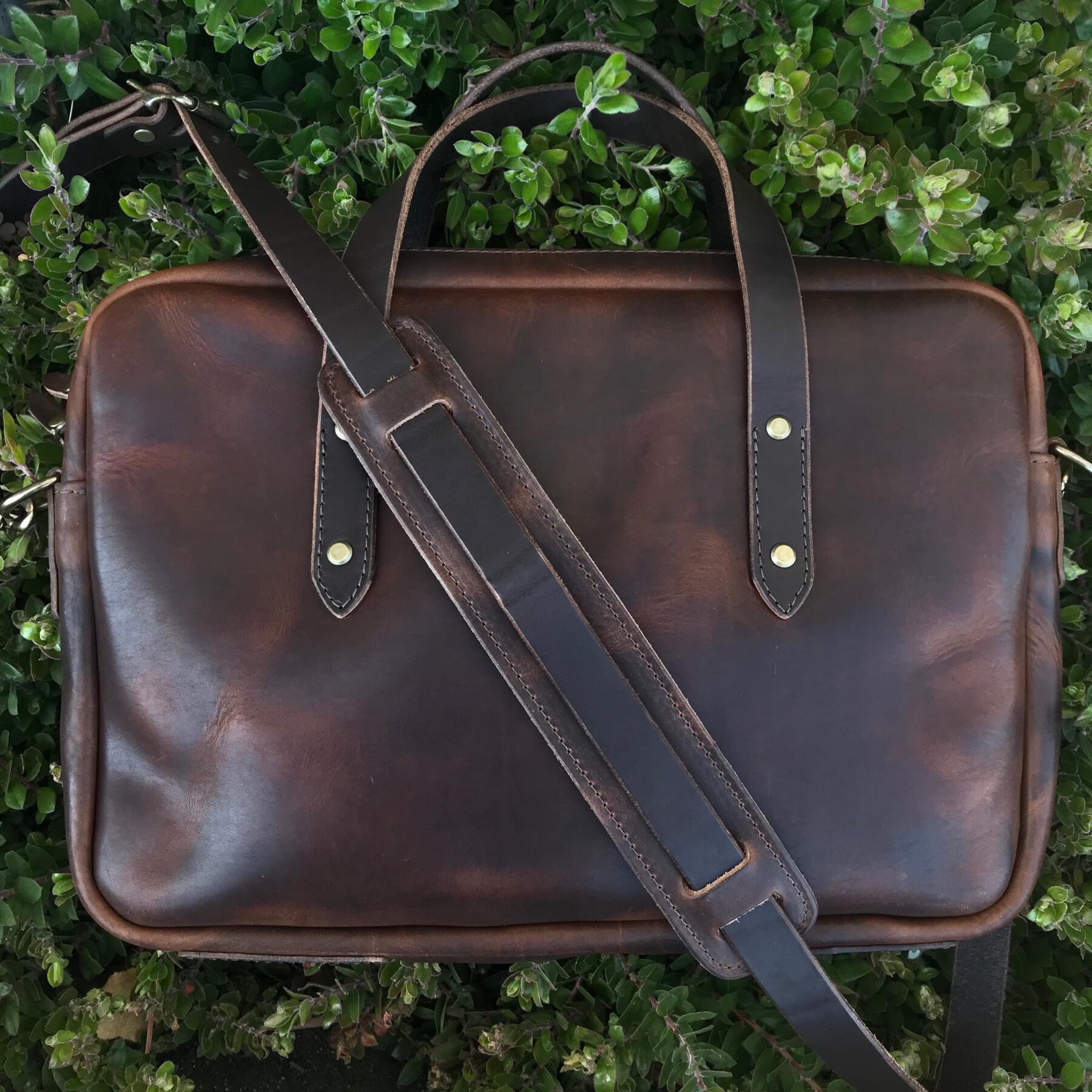 gustin horween briefcase - nut brown dublin