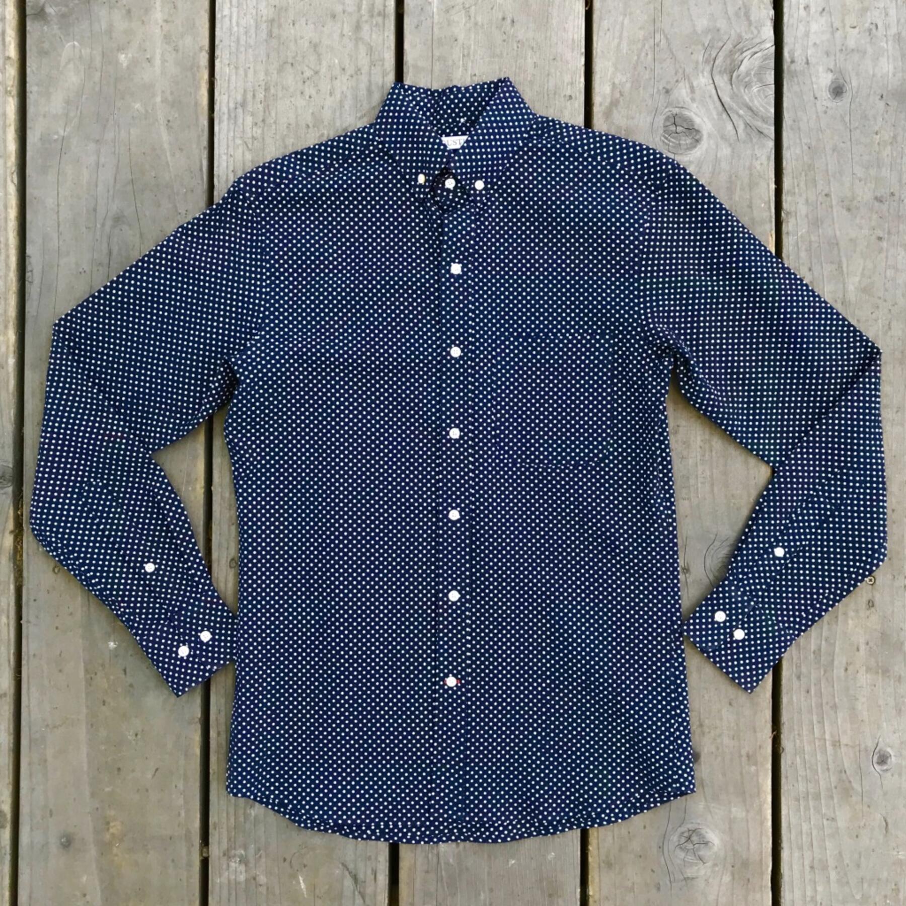 gustin #599 navy dot seersucker