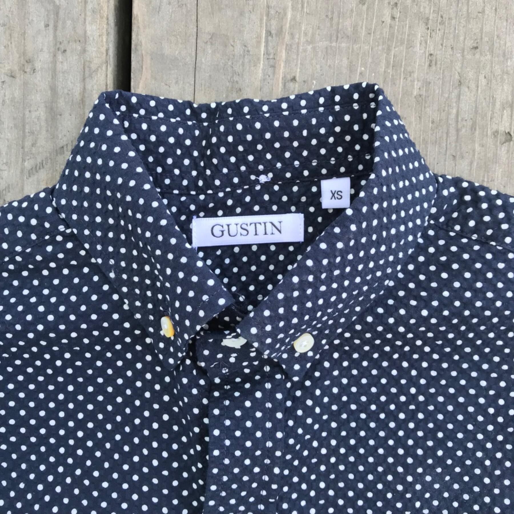 gustin #599 navy dot seersucker