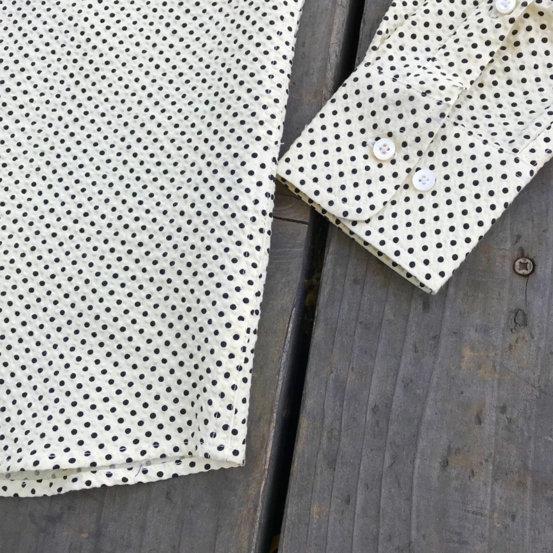 gustin #600 cream dot seersucker