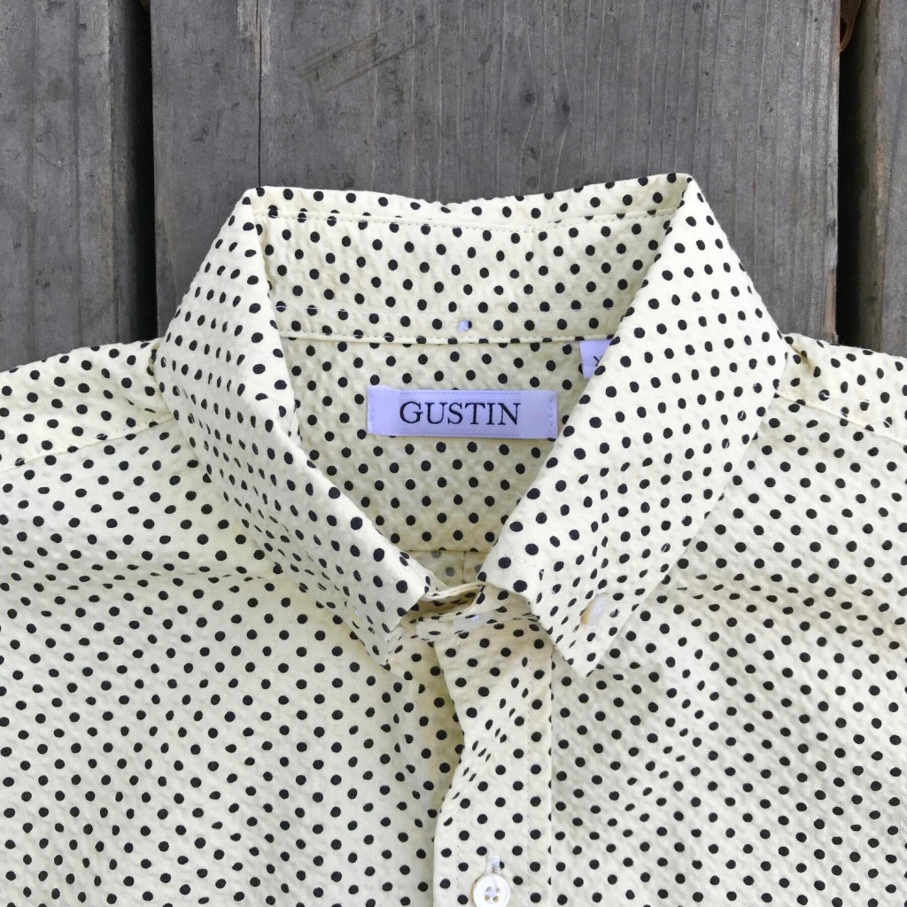 gustin #600 cream dot seersucker