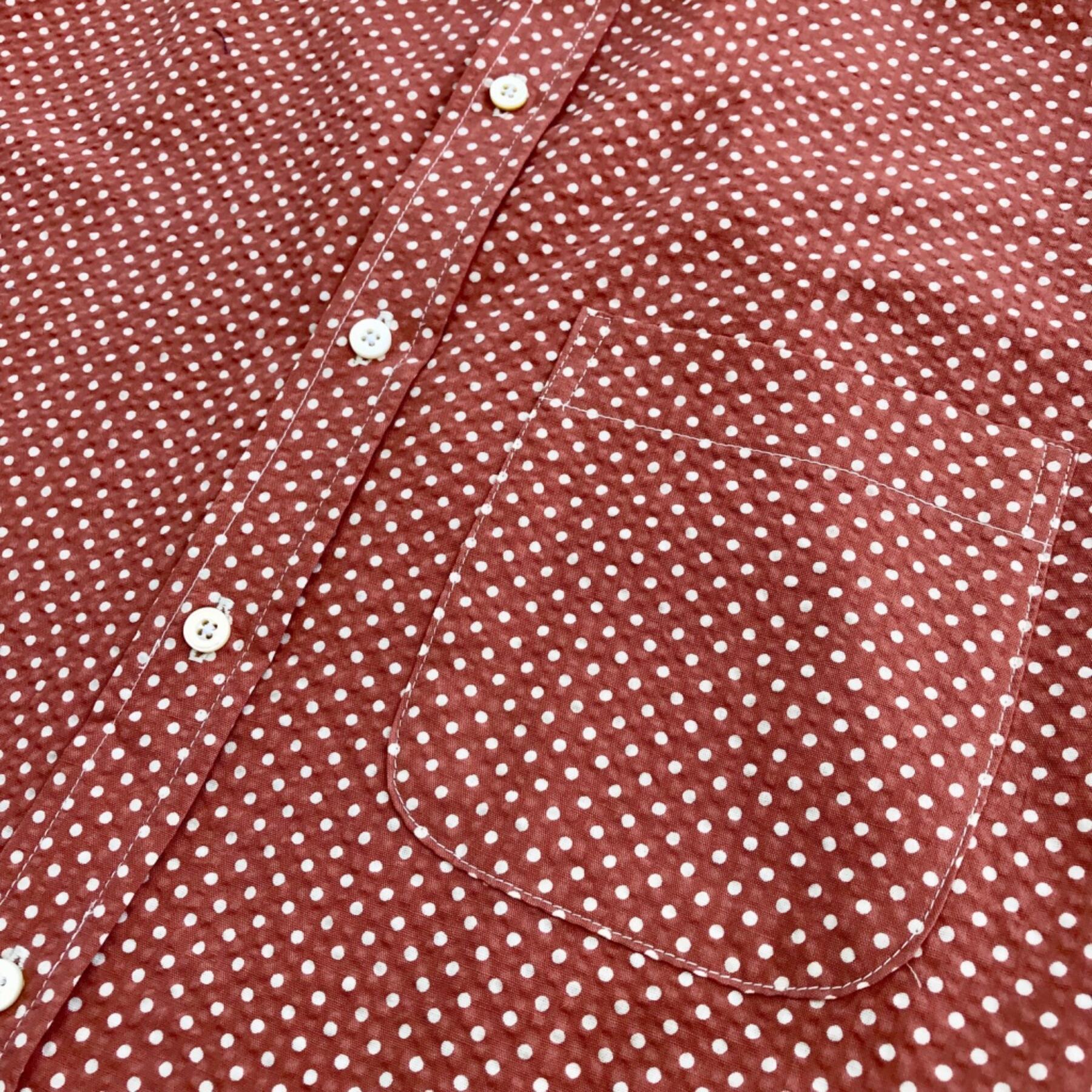 gustin #601 brick red dot seersucker