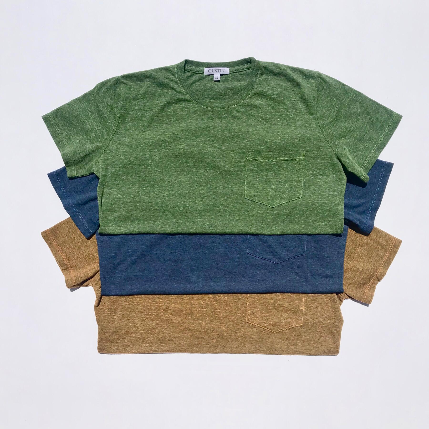 gustin usa heather pocket t-shirt - 3pk (fern green, faded blue, bronze)